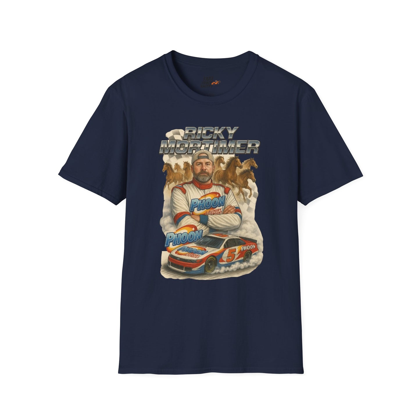 Vintage Style 90s Racing Tee Shirt RICKY MORTIMER PHOON Fake Track Racers
