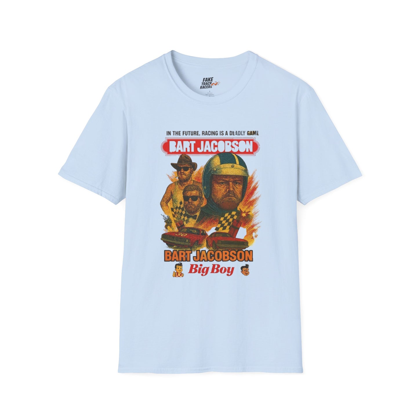 Vintage Style 90s Racing Tee Shirt BART JACOBSON Baddest Fake Track Racers