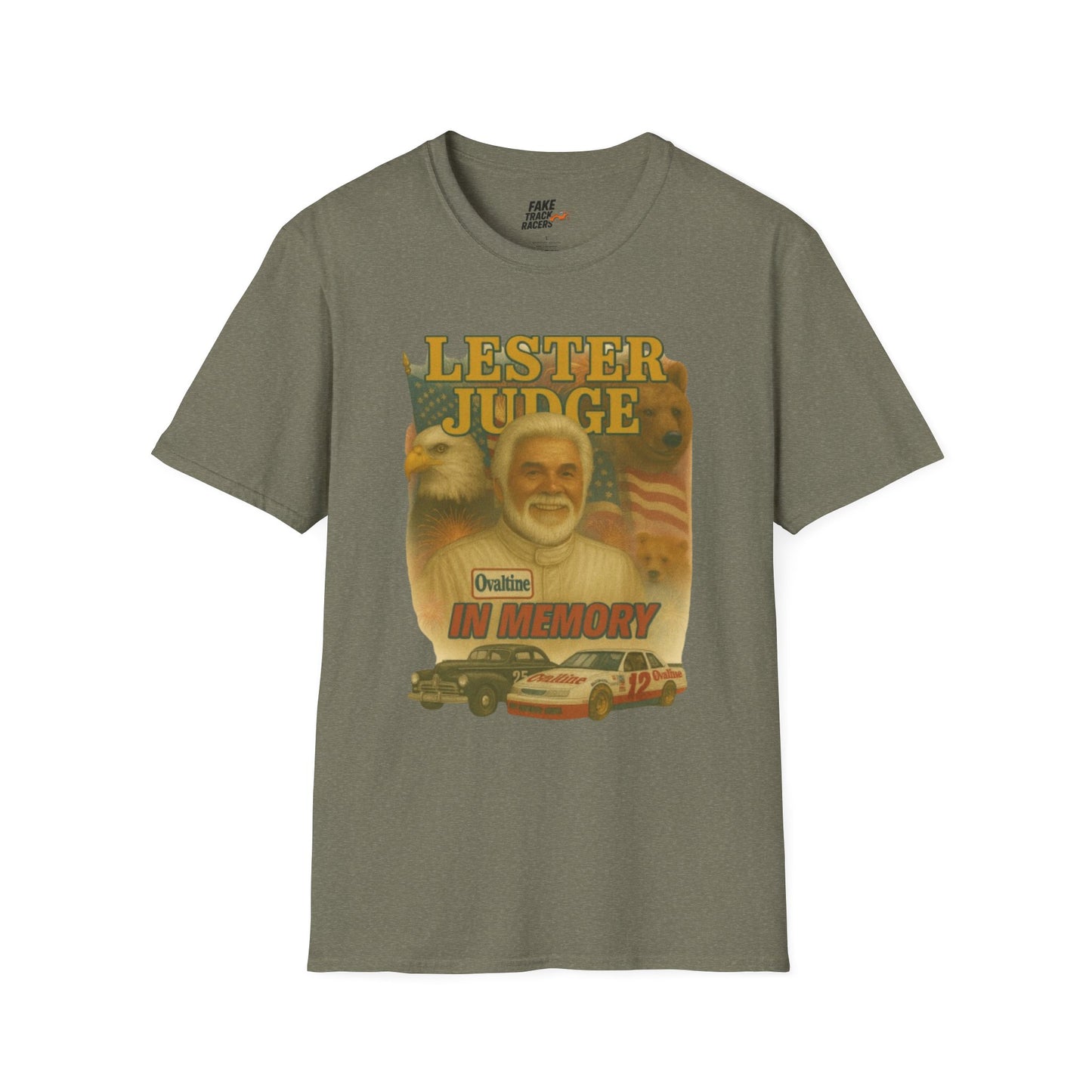 Vintage Style 90s Racing Tee Shirt LESTER JUDGE Memorial Shirt Fake Track Racers