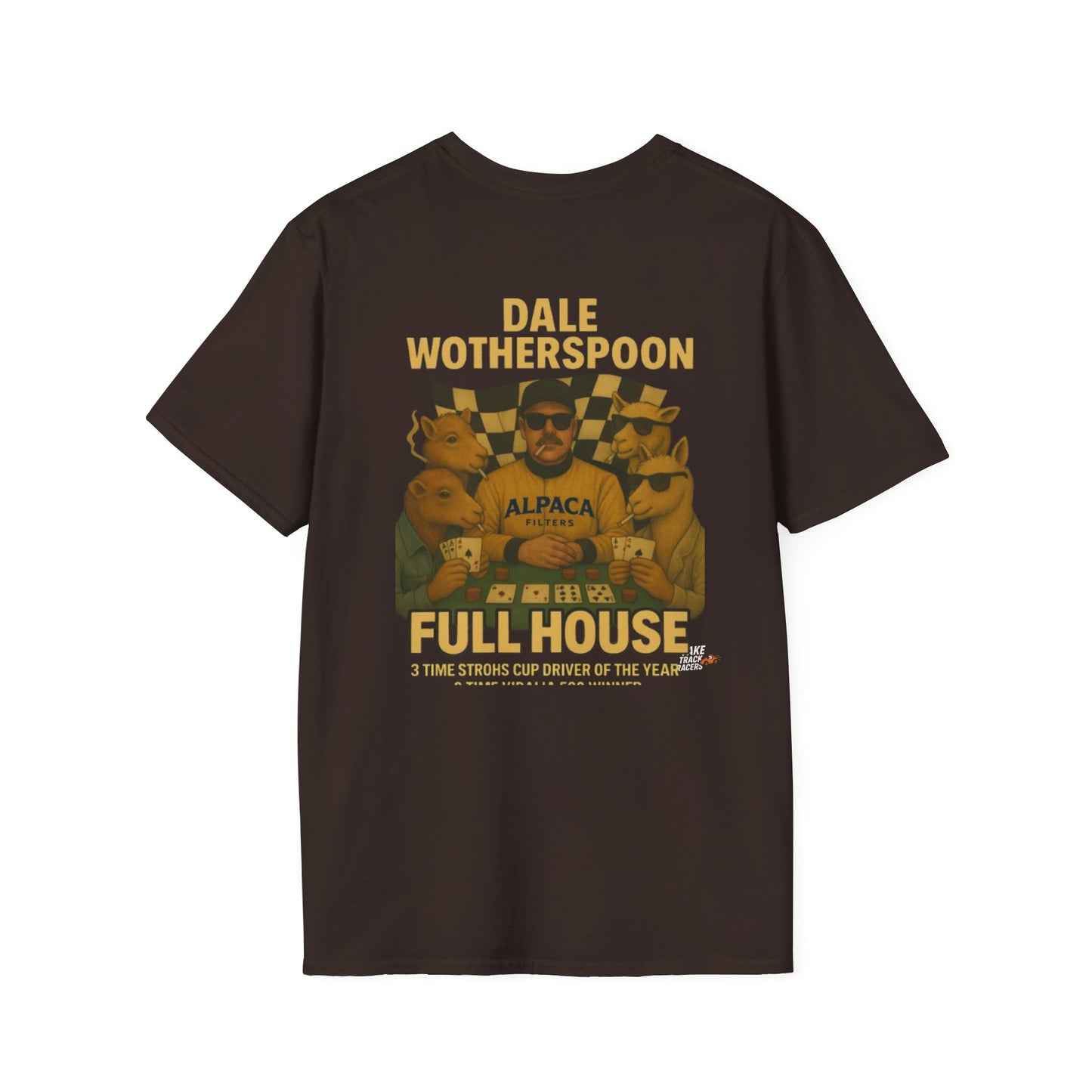 Vintage Style 90s Racing Tee Shirt DALE WOTHERSPOON Alpaca Fake Track Racers