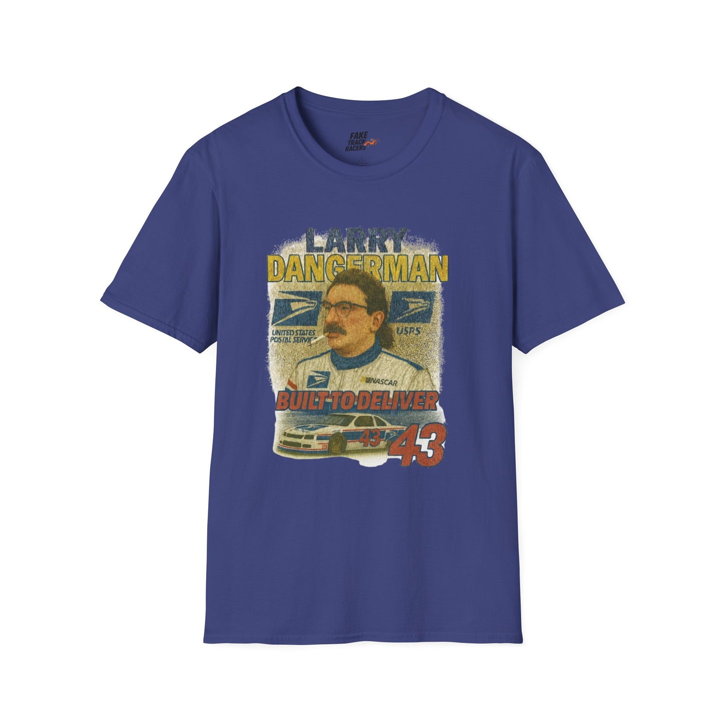 Vintage Style 90s Racing Tee Shirt LARRY DANGERMAN Deliver Shirt Fake Track Racers
