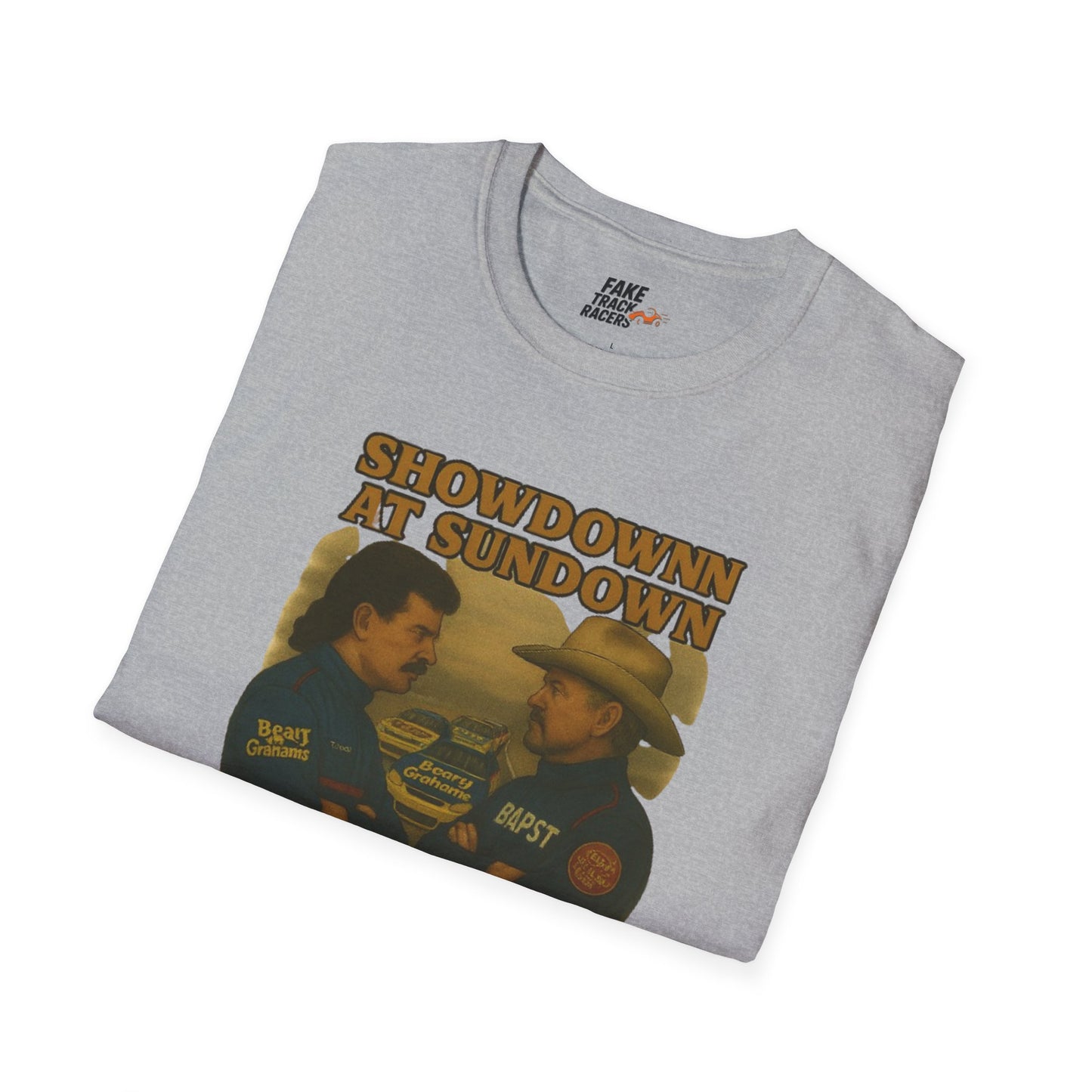 Vintage Style 90s Racing Tee Shirt SHOWDOWN AT SUNDOWN Fake Track Racers