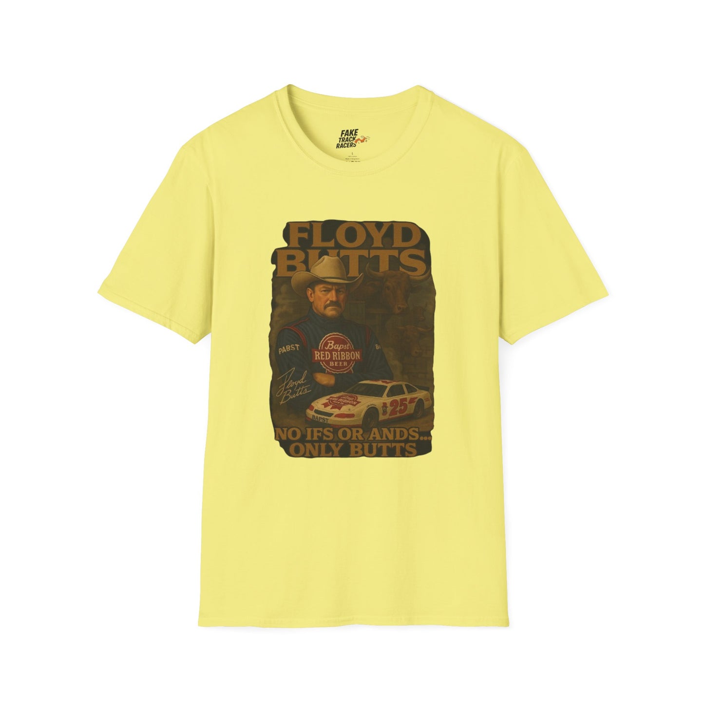 Vintage Style 90s Racing Tee Shirt FLOYD BUTTS Bapst Fake Track Racers