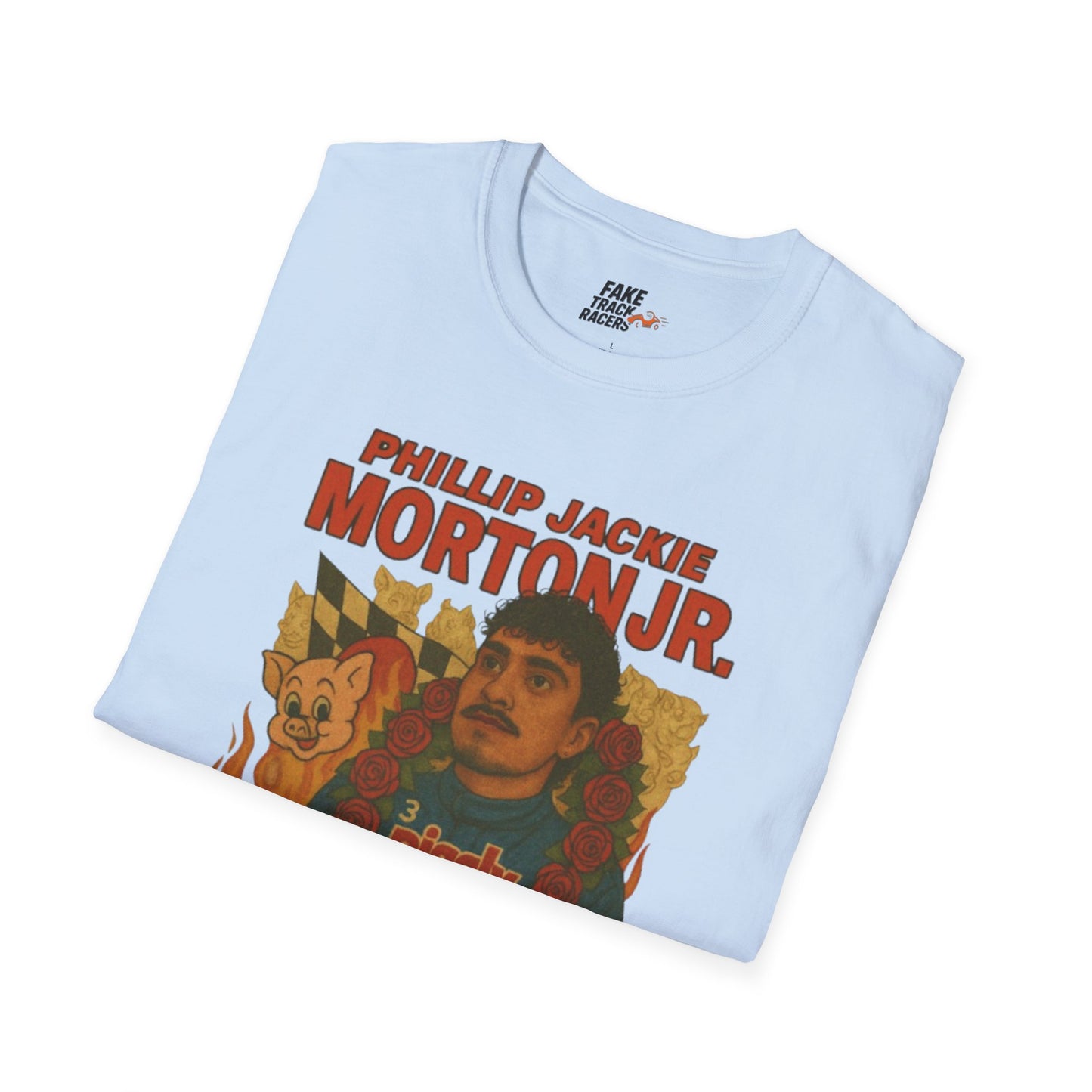 Vintage Style 90s Racing Tee Shirt PHILLIP JACKIE MORTON JR PW Fake Track Racers