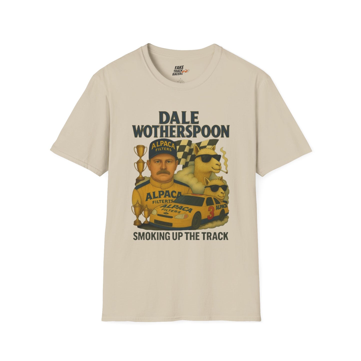 Vintage Style 90s Racing Tee Shirt DALE WOTHERSPOON Alpaca Fake Track Racers