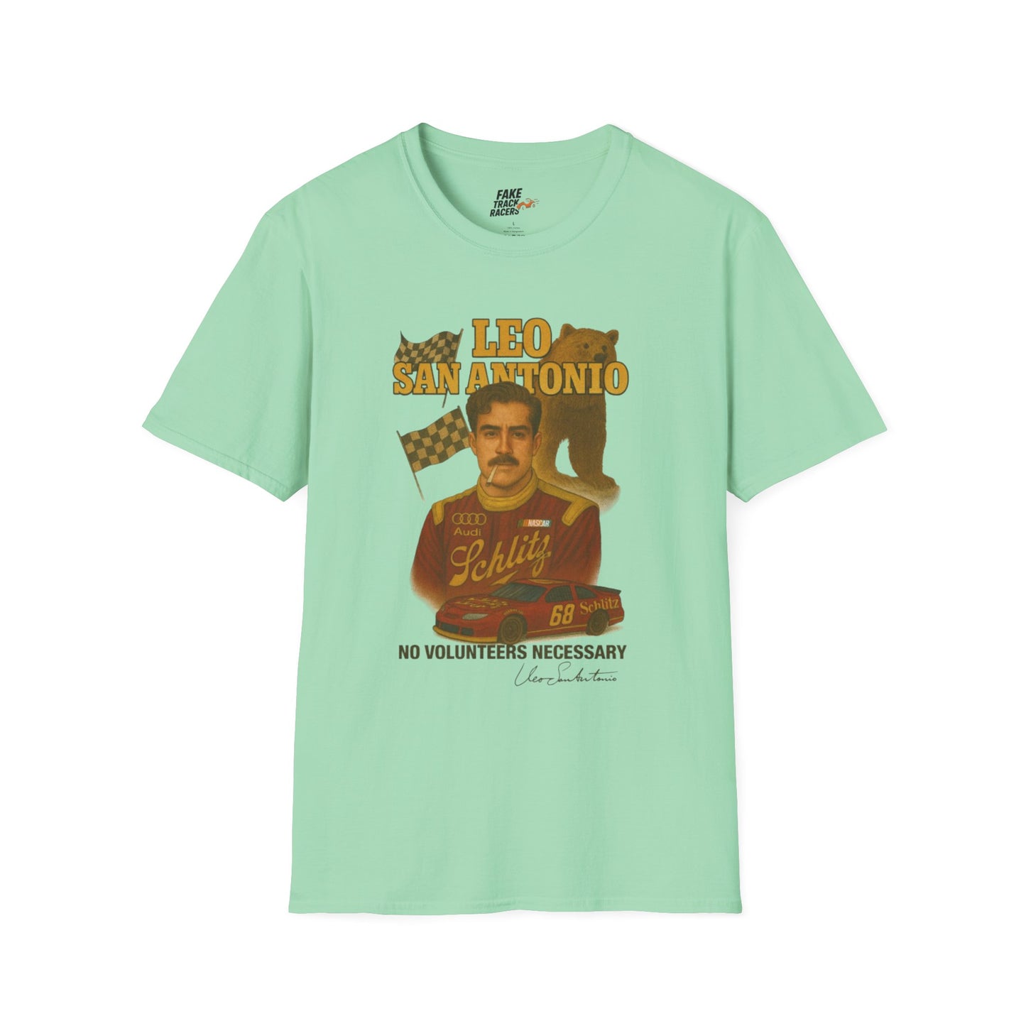 Vintage Style 90s Racing Tee Shirt LEO SAN ANTONIO Grizzly Shirt Fake Track Racers