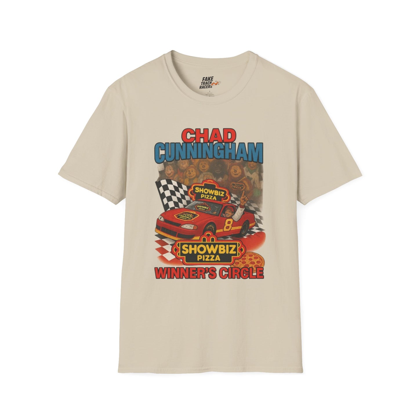 Vintage Style 90s Racing Tee Shirt CHAD CUNNINGHAM Showbiz Fake Track Racers