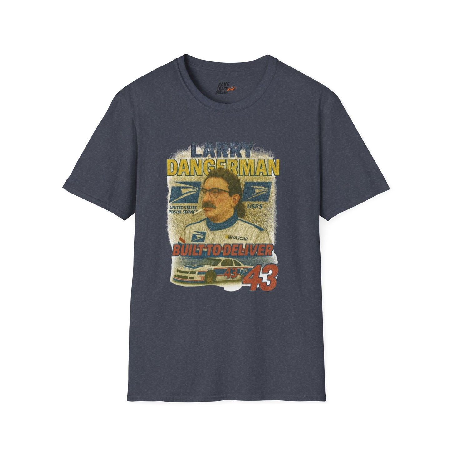 Vintage Style 90s Racing Tee Shirt LARRY DANGERMAN Deliver Shirt Fake Track Racers