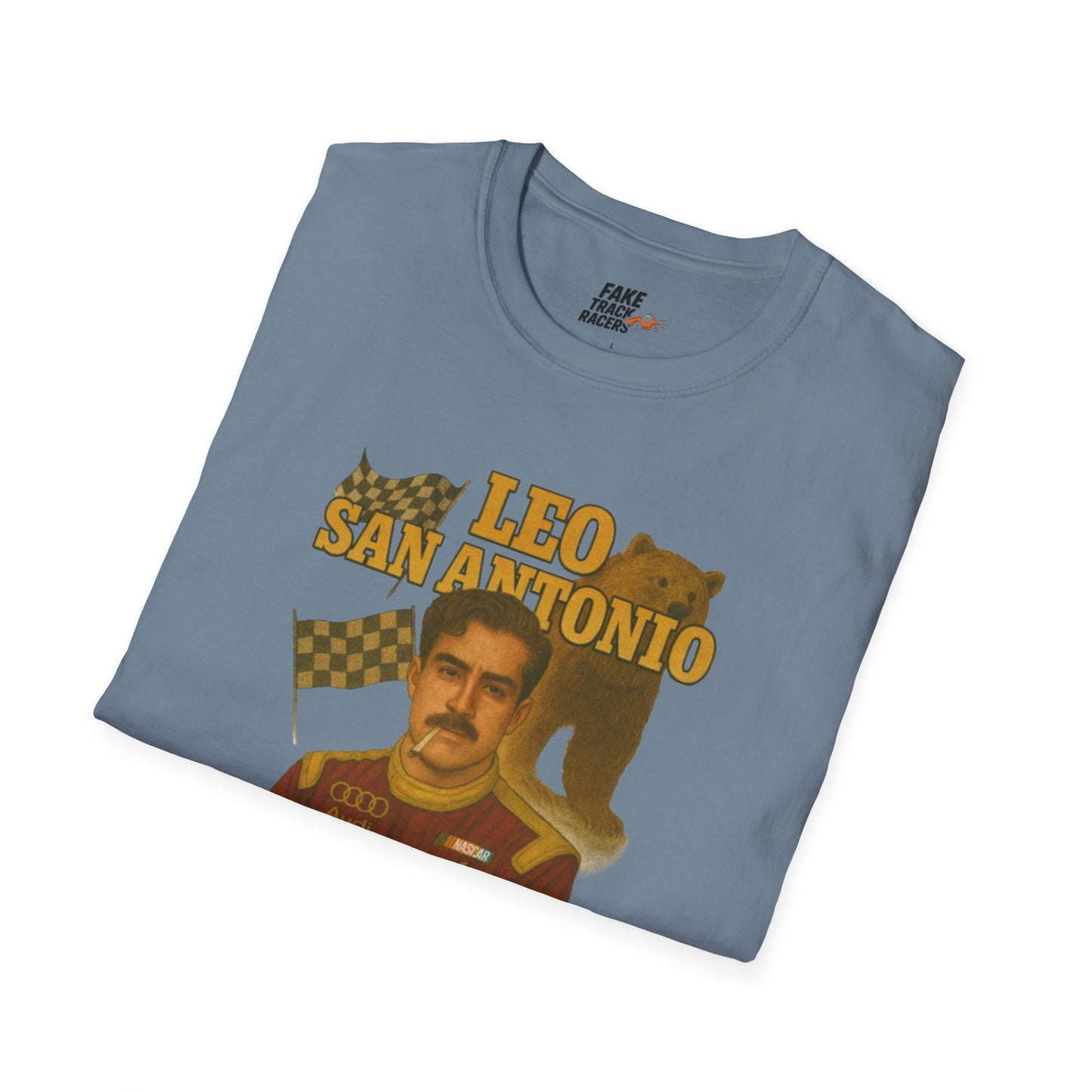 Vintage Style 90s Racing Tee Shirt LEO SAN ANTONIO Grizzly Shirt Fake Track Racers