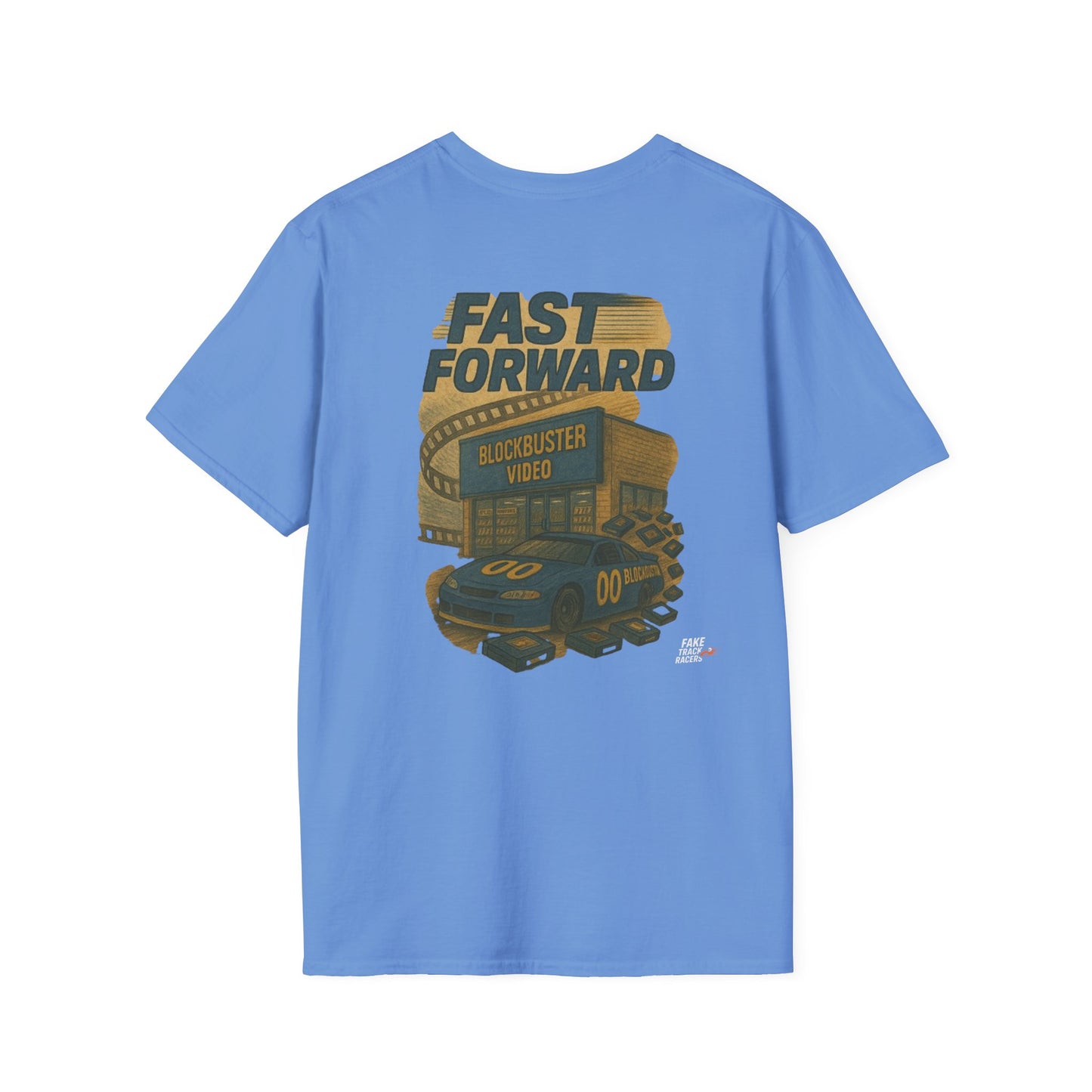 Vintage Style 90s Racing Tee Shirt DARRELL CROSBY Blockbuster Fake Track Racers