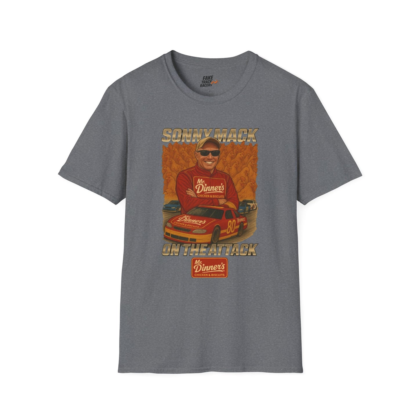 Vintage Style 90s Racing Tee Shirt SONNY MACK Mr Dinners Fake Track Racers