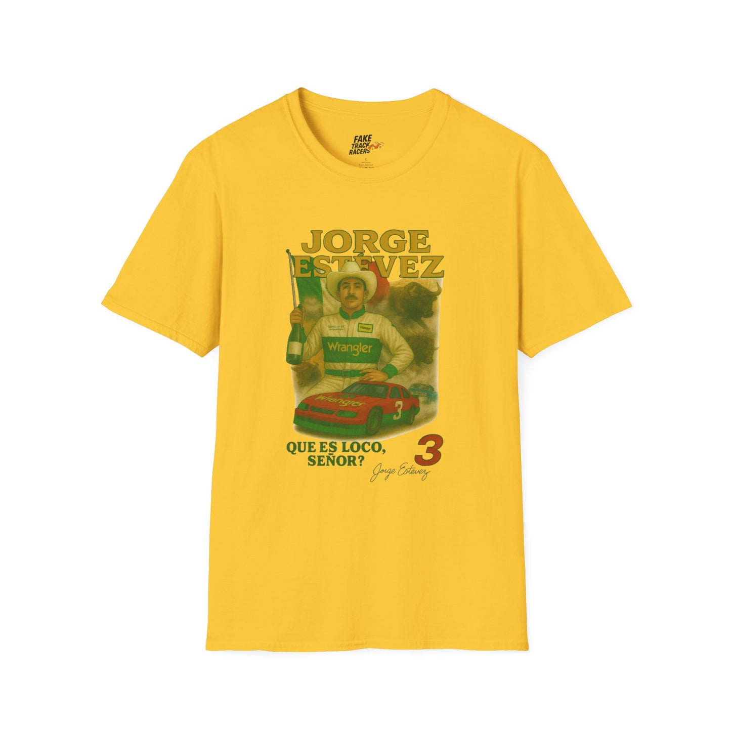 Vintage Style 90s Racing Tee Shirt JORGE ESTEVEZ Cerveza Champ Fake Track Racers