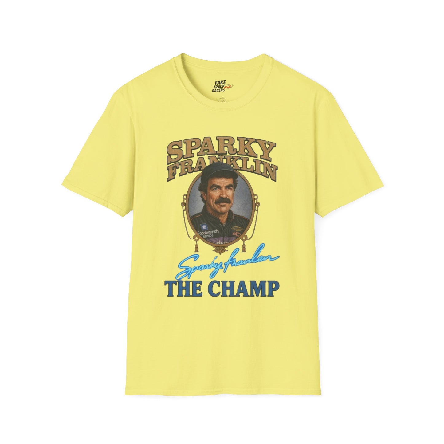 Vintage Style 90s Racing Tee Shirt SPARKY FRANKLIN OCTAVOLINE Fake Track Racers