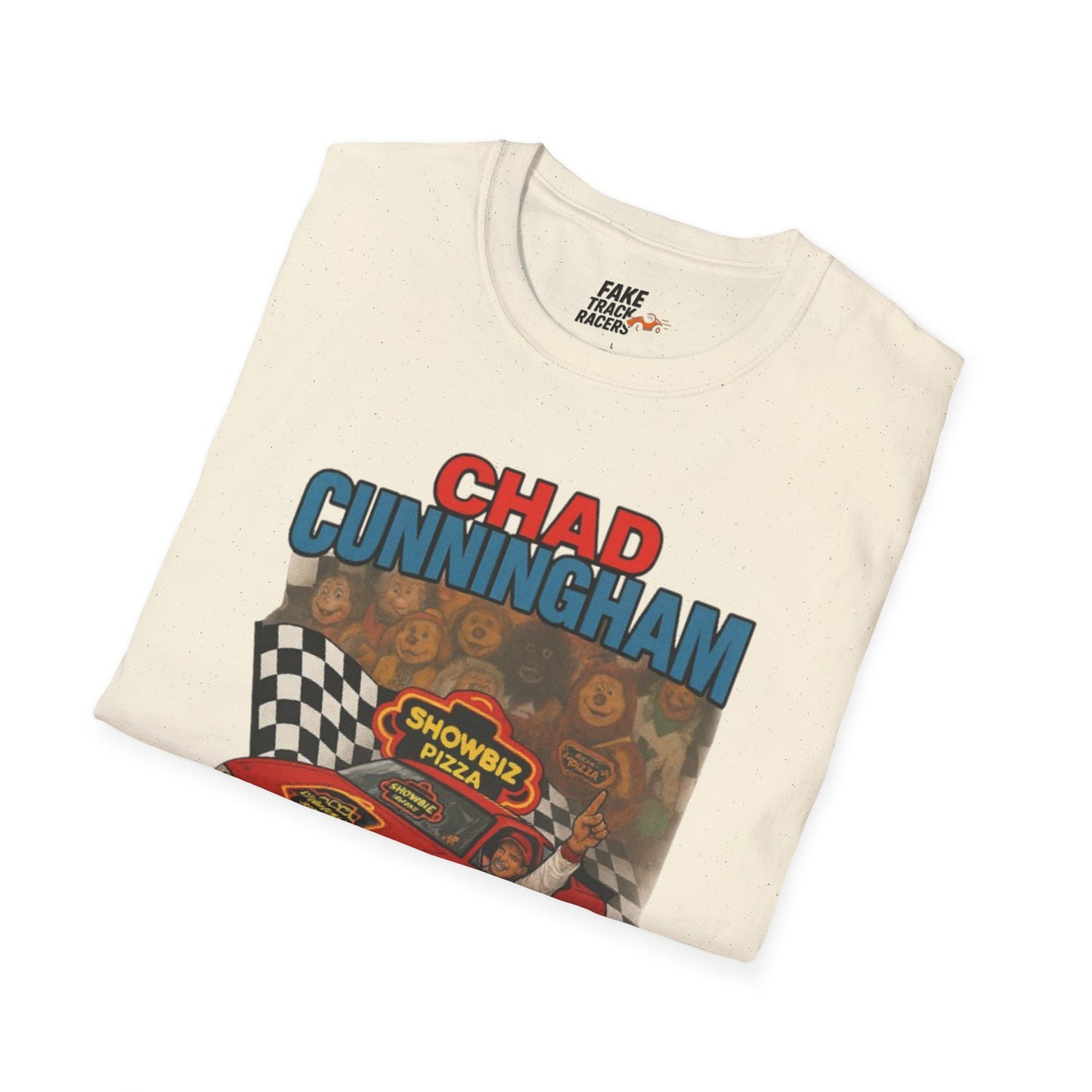Vintage Style 90s Racing Tee Shirt CHAD CUNNINGHAM Showbiz Fake Track Racers