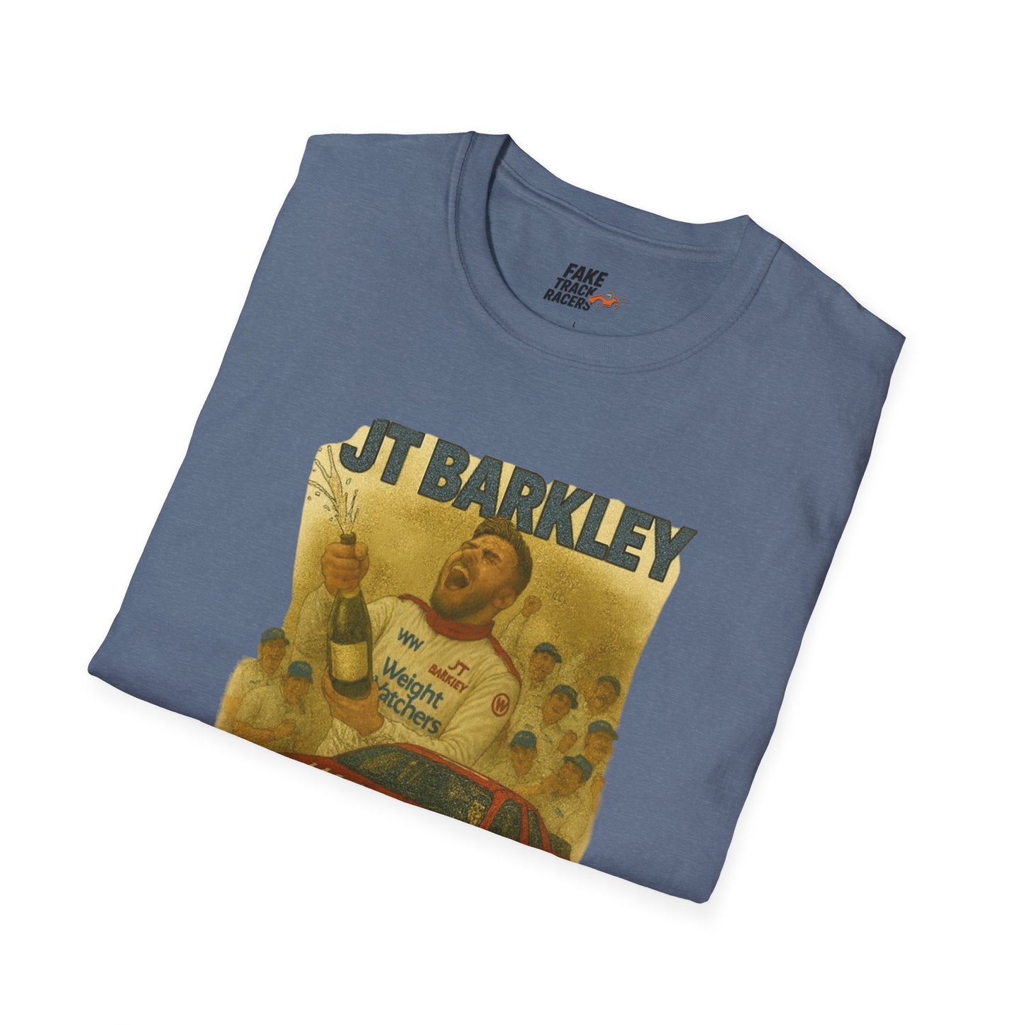 Vintage Style 90s Racing Tee Shirt JT BARKLEY Champion Shirt Fake Track Racers