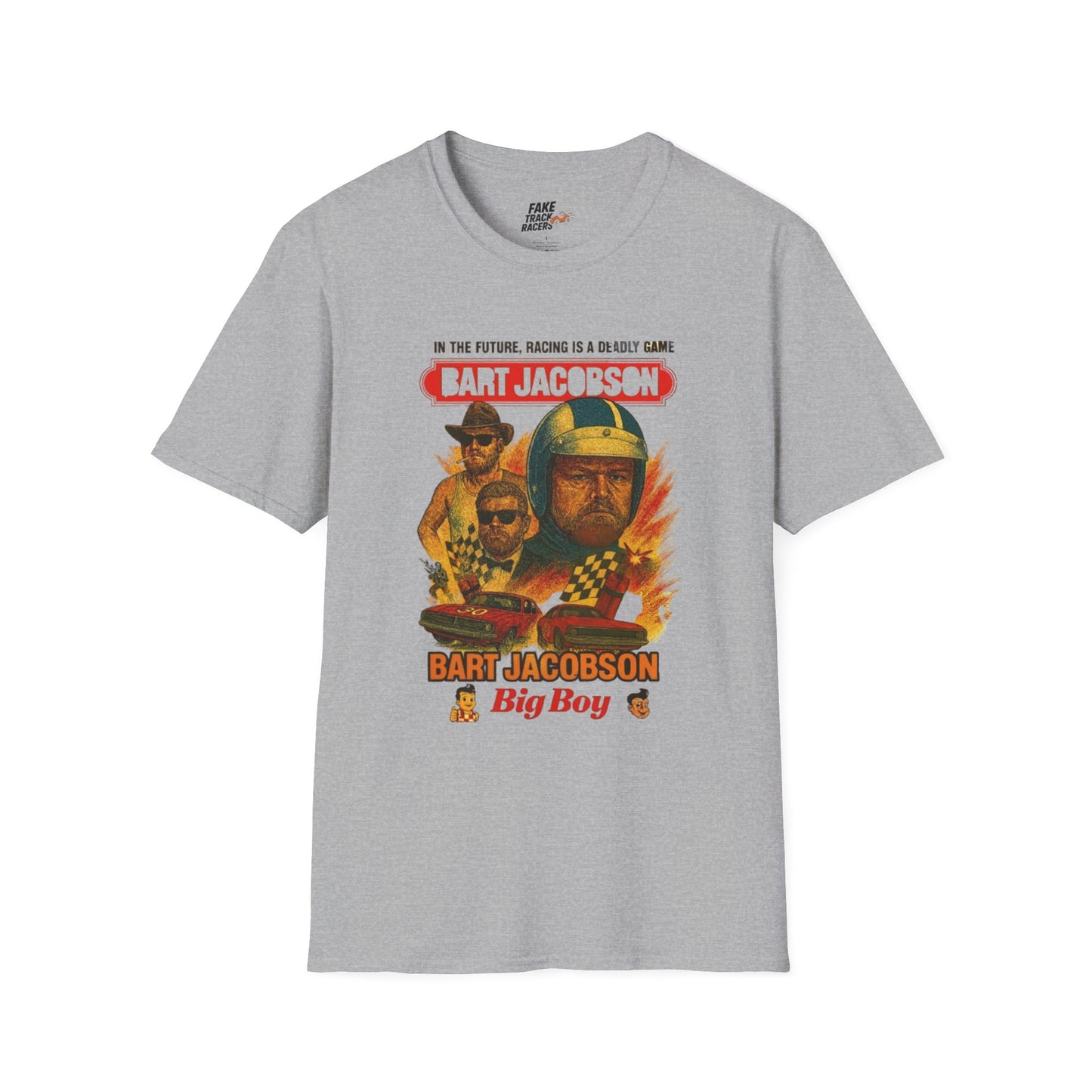 Vintage Style 90s Racing Tee Shirt BART JACOBSON Baddest Fake Track Racers