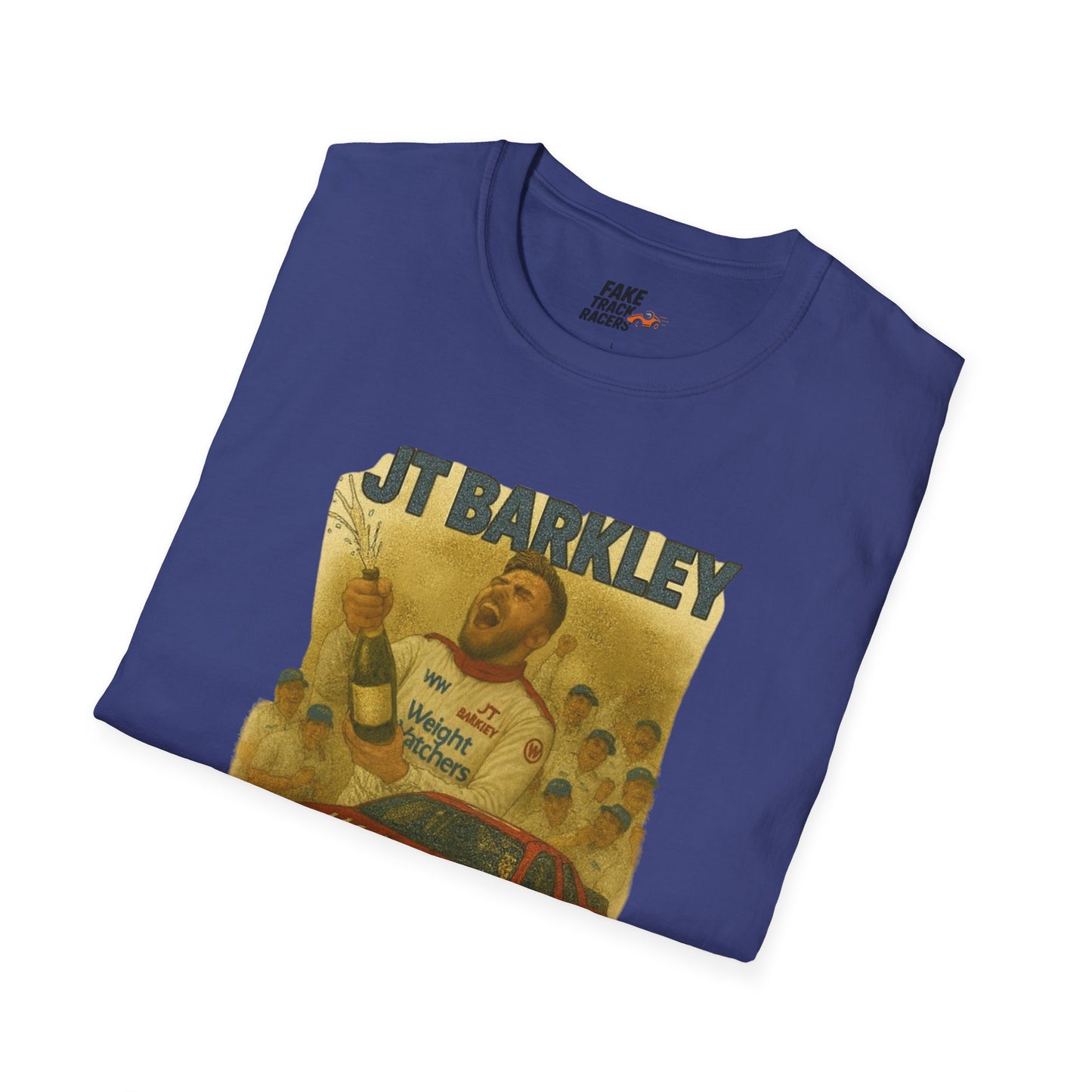 Vintage Style 90s Racing Tee Shirt JT BARKLEY Champion Shirt Fake Track Racers