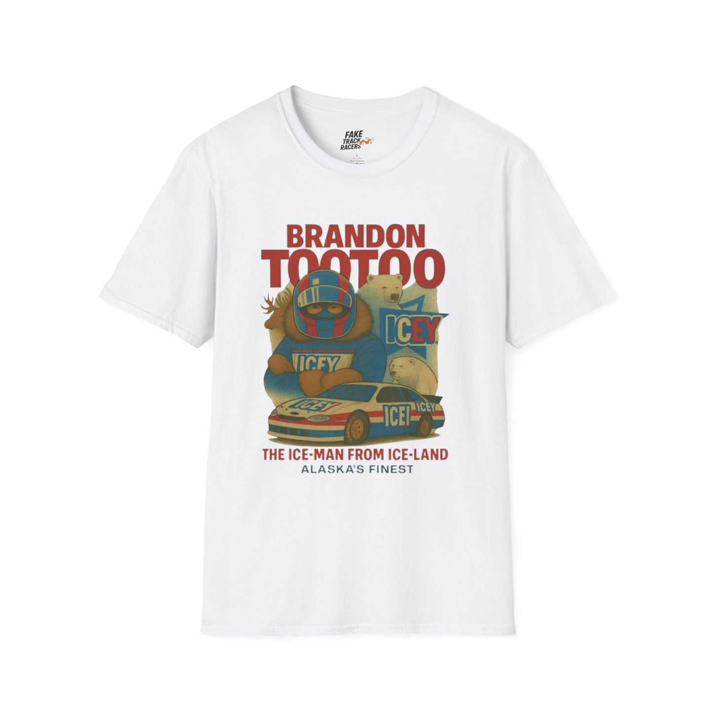 Vintage Style 90s Racing Tee Shirt BRANDON TOOTOO Alaska Fake Track Racers