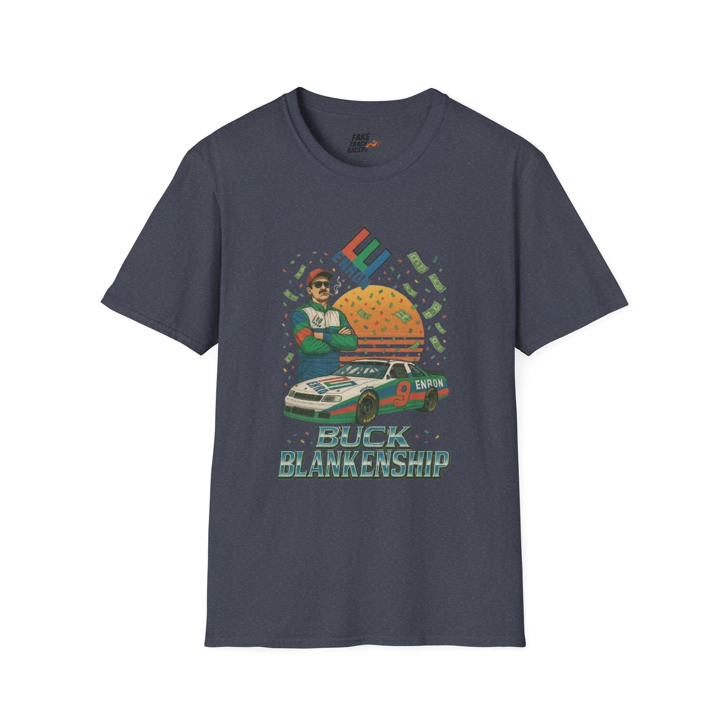 Vintage Style 90s Racing Tee Shirt BUCK BLANKENSHIP Enron Fake Track Racers