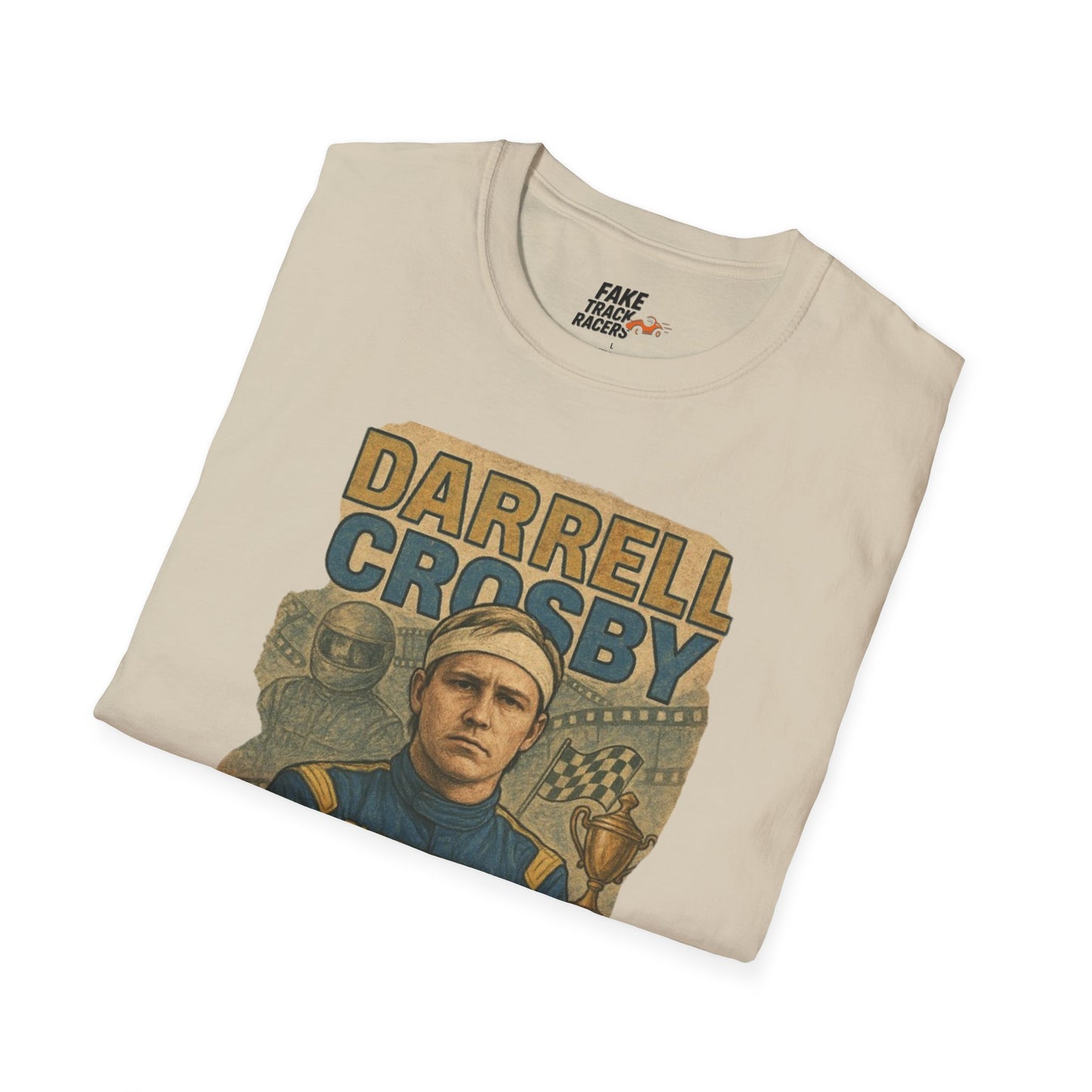 Vintage Style 90s Racing Tee Shirt DARRELL CROSBY Blockbuster Fake Track Racers