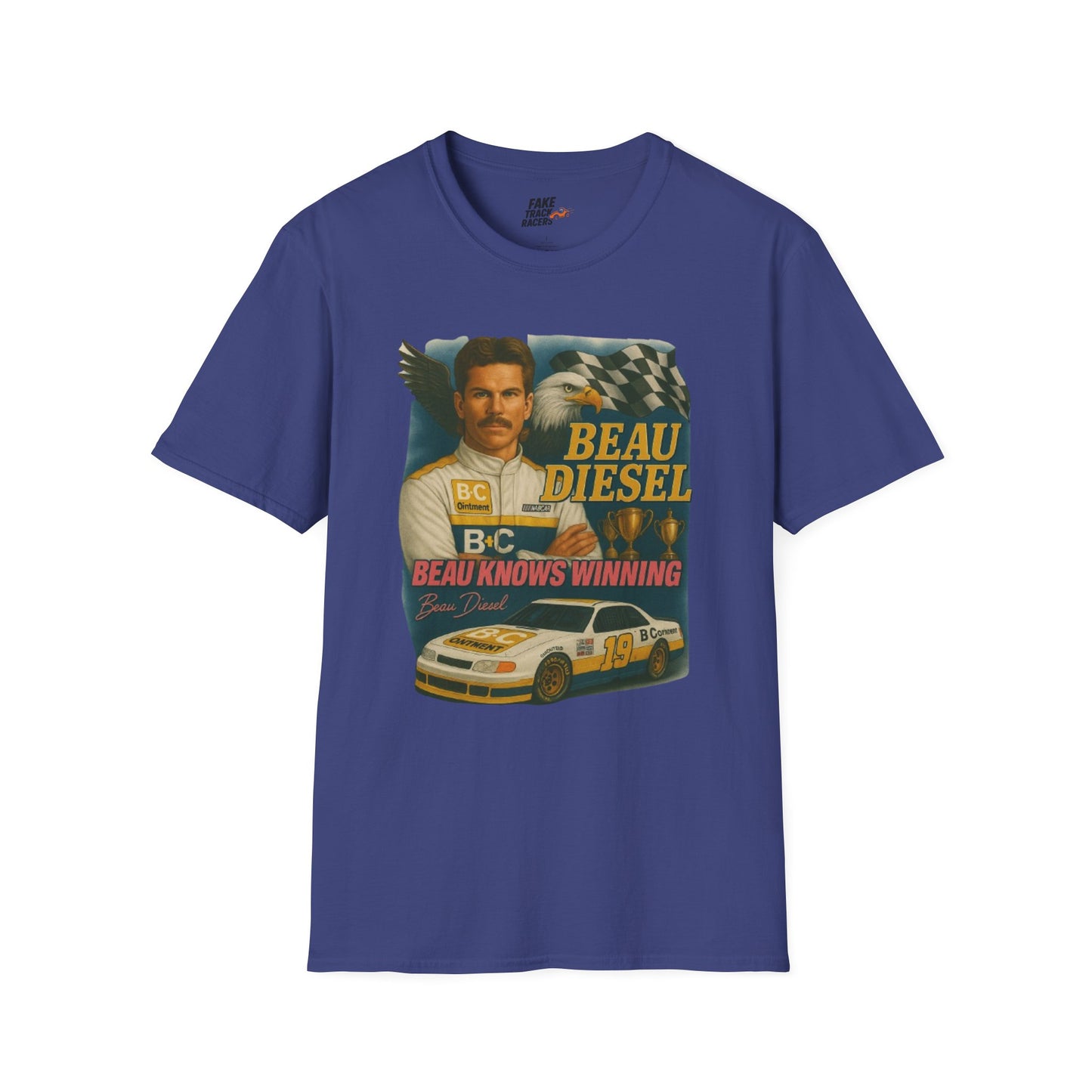 Vintage Style 90s Racing Tee Shirt BEAU DIESEL BC Fake Track Racers