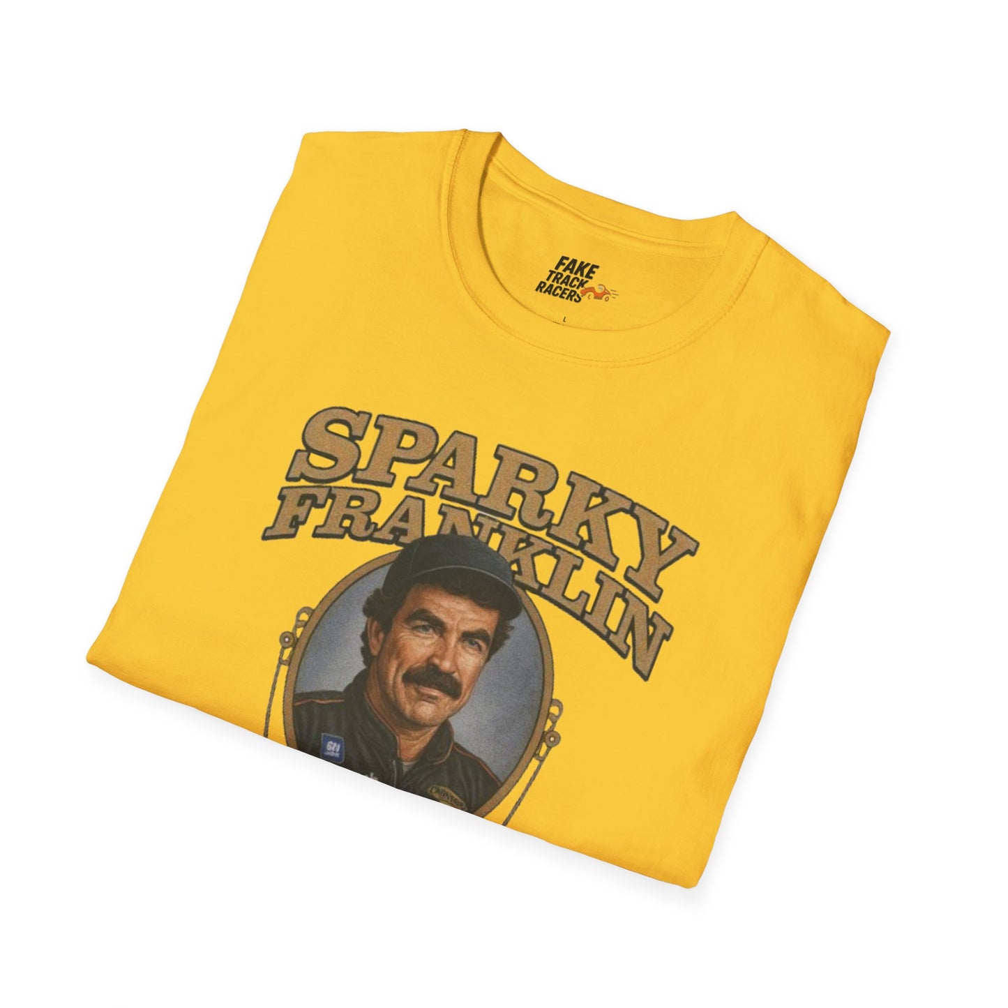 Vintage Style 90s Racing Tee Shirt SPARKY FRANKLIN OCTAVOLINE Fake Track Racers