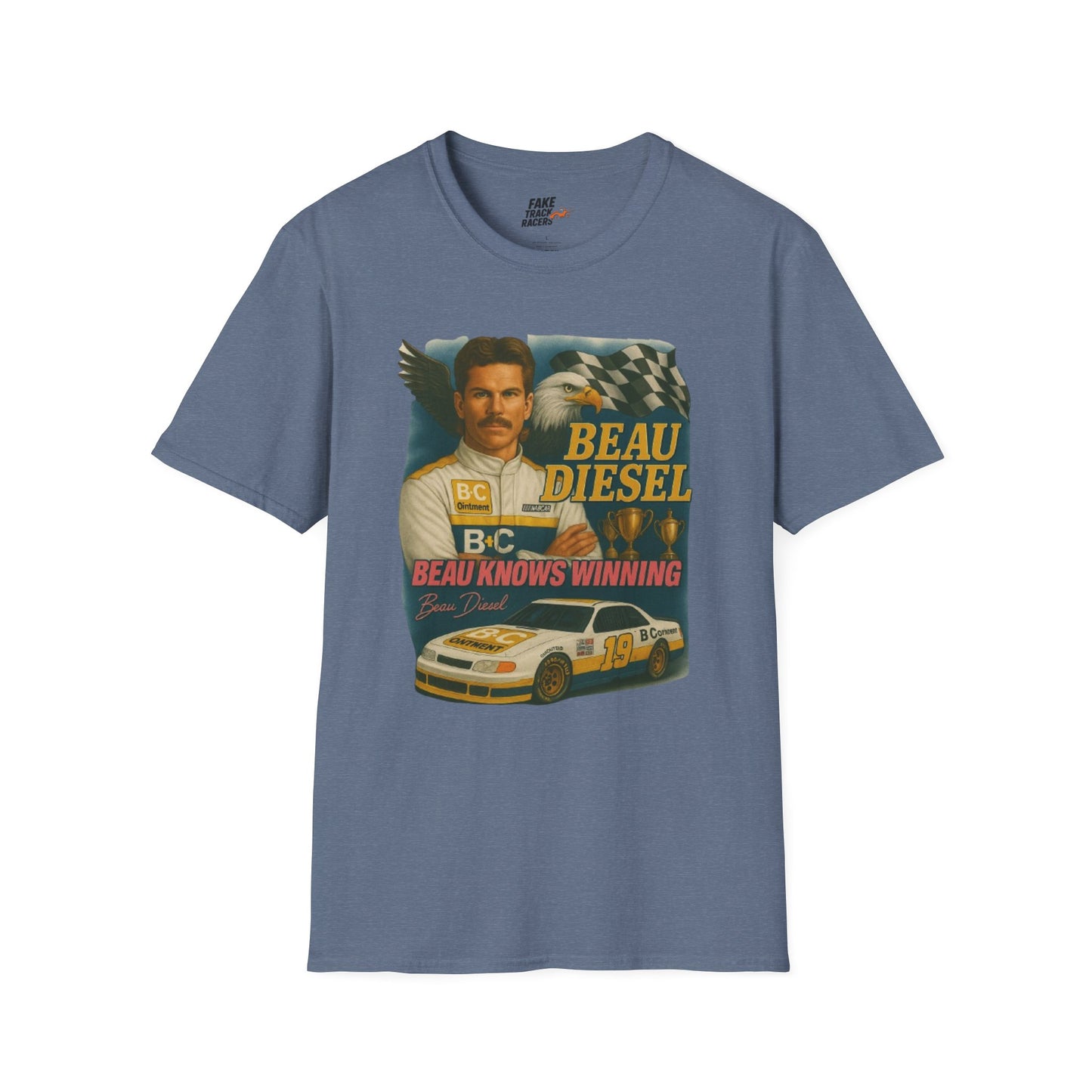 Vintage Style 90s Racing Tee Shirt BEAU DIESEL BC Fake Track Racers