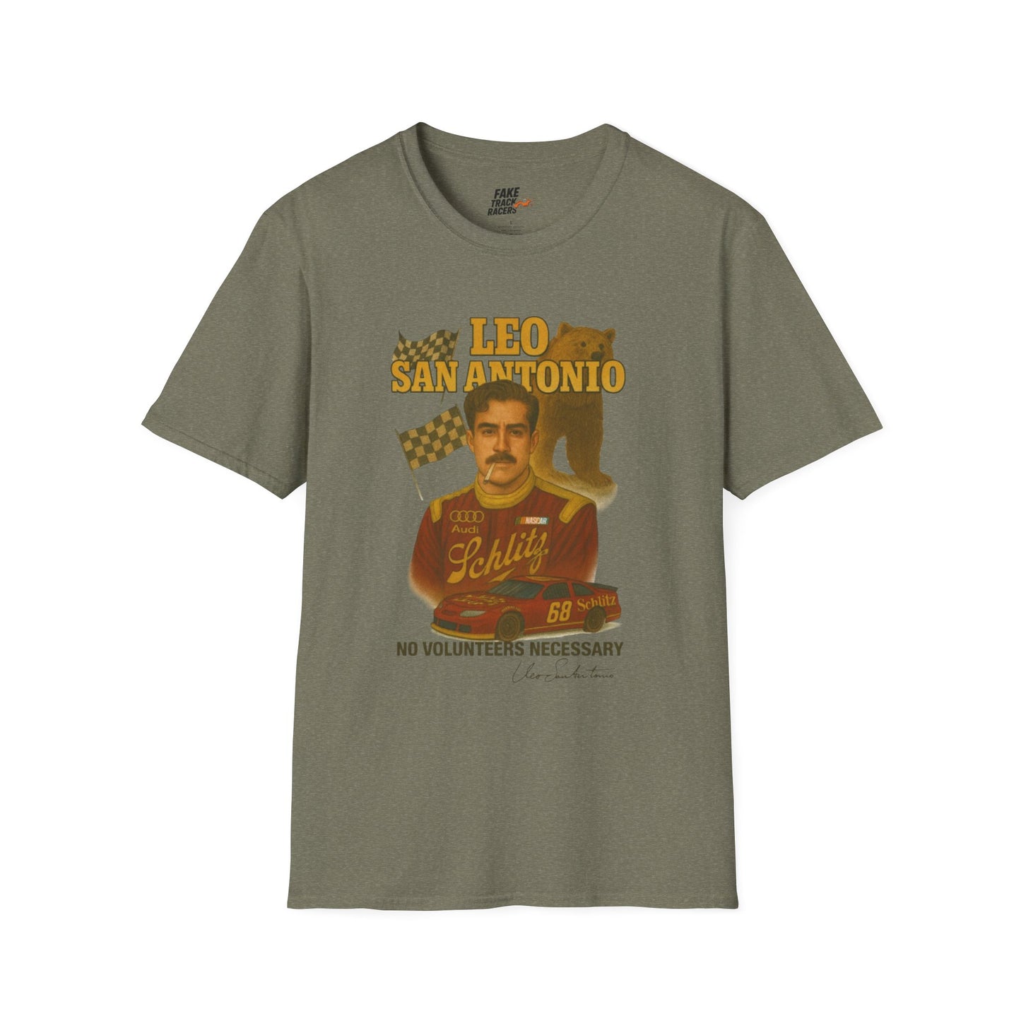 Vintage Style 90s Racing Tee Shirt LEO SAN ANTONIO Grizzly Shirt Fake Track Racers