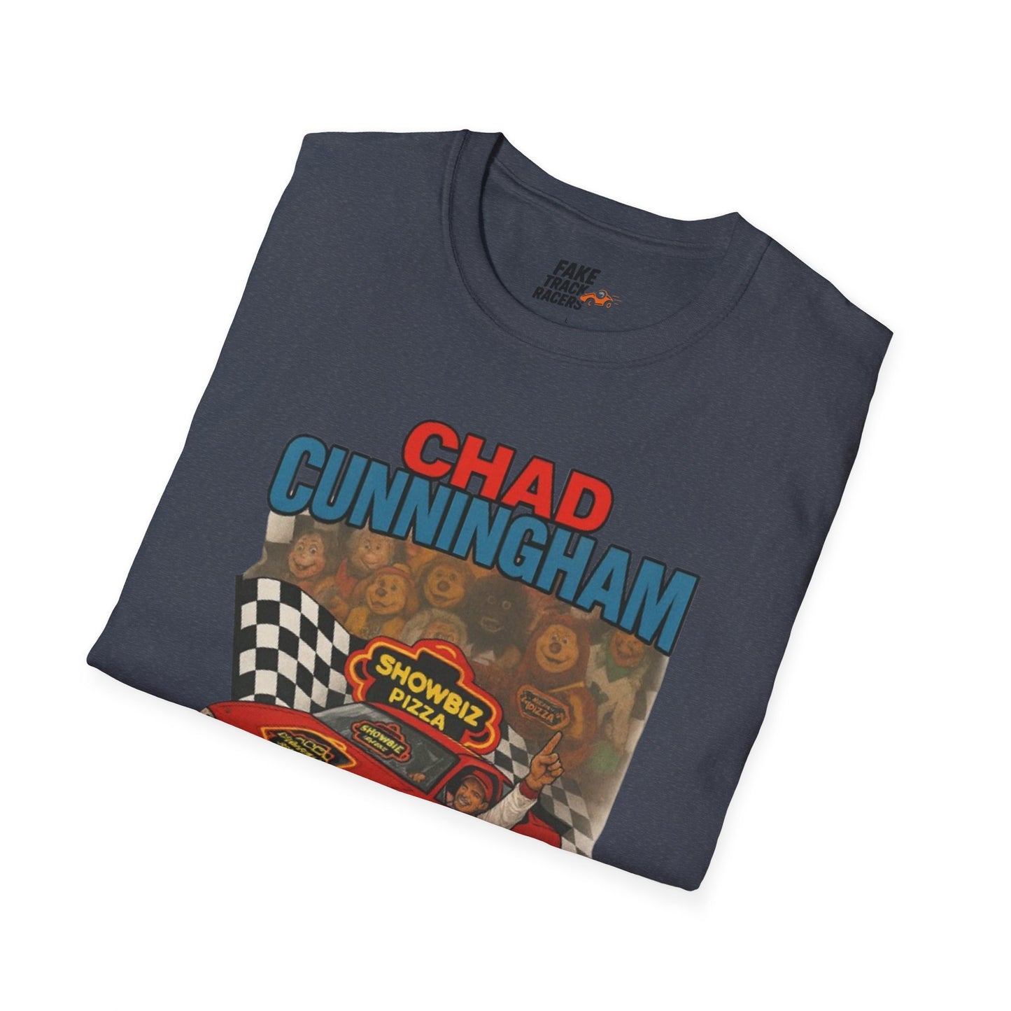 Vintage Style 90s Racing Tee Shirt CHAD CUNNINGHAM Showbiz Fake Track Racers