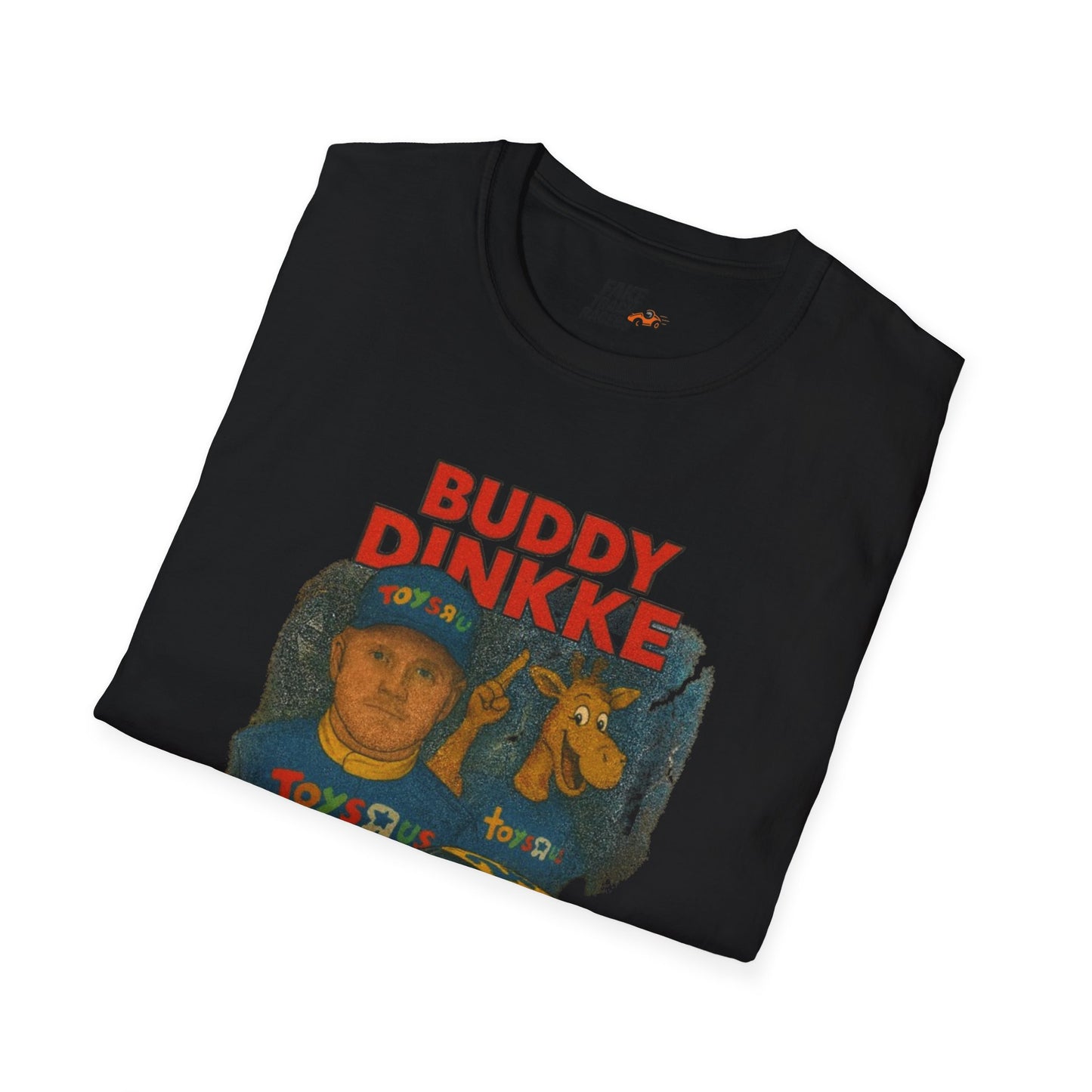 Vintage Style 90s Racing Tee Shirt BUDDY DINKKE Toys R Us Shirt Fake Track Racers
