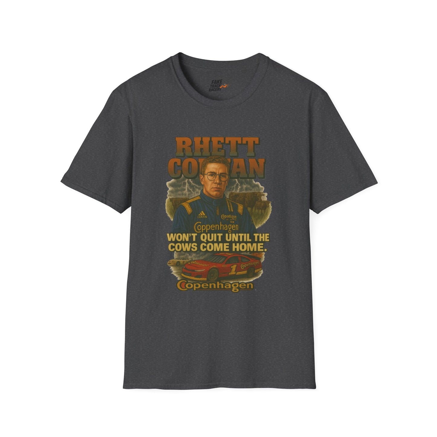 Vintage 90s Racing Tee Shirt RHETT COWAN, Fake Track Racing Shirt
