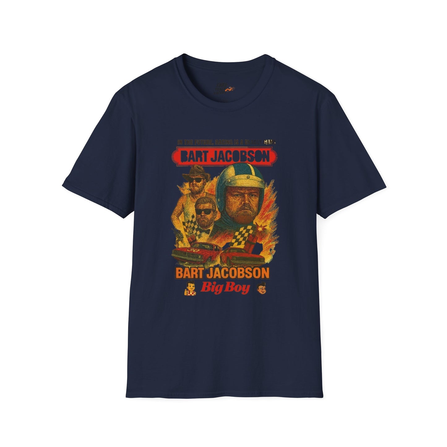 Vintage Style 90s Racing Tee Shirt BART JACOBSON Baddest Fake Track Racers