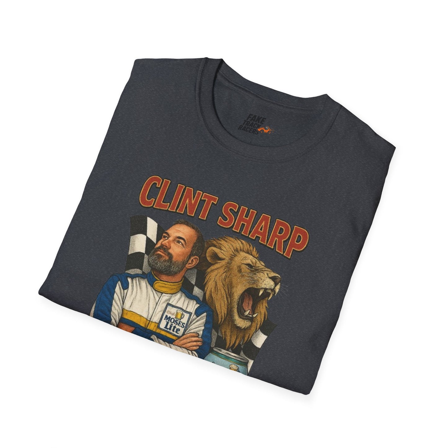 Vintage Style 90s Racing Tee Shirt CLINT SHARP MOSES LITE Fake Track Racers