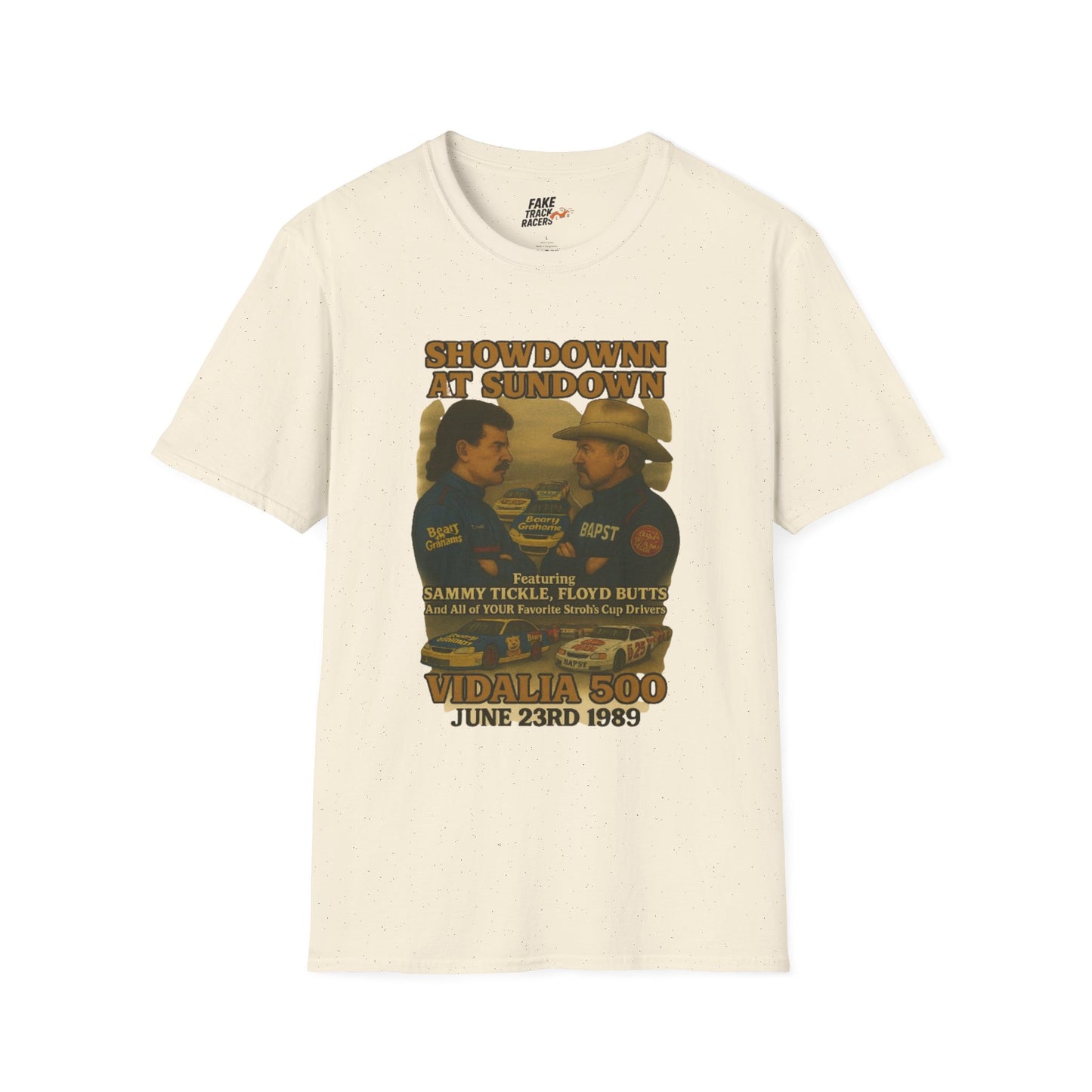 Vintage Style 90s Racing Tee Shirt SHOWDOWN AT SUNDOWN Fake Track Racers