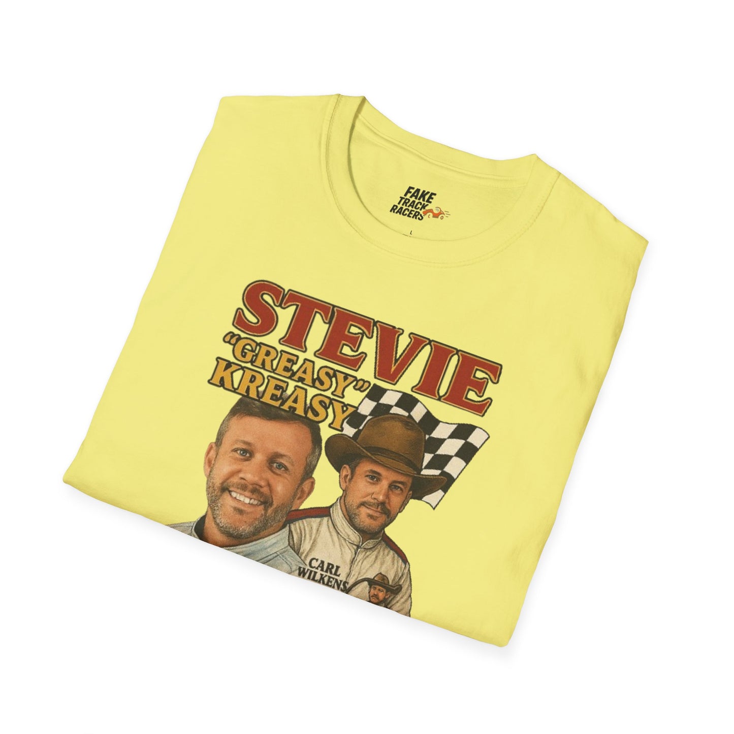 Vintage Style 90s Racing Tee Shirt STEVIE KREASY Whiskey Fake Track Racers
