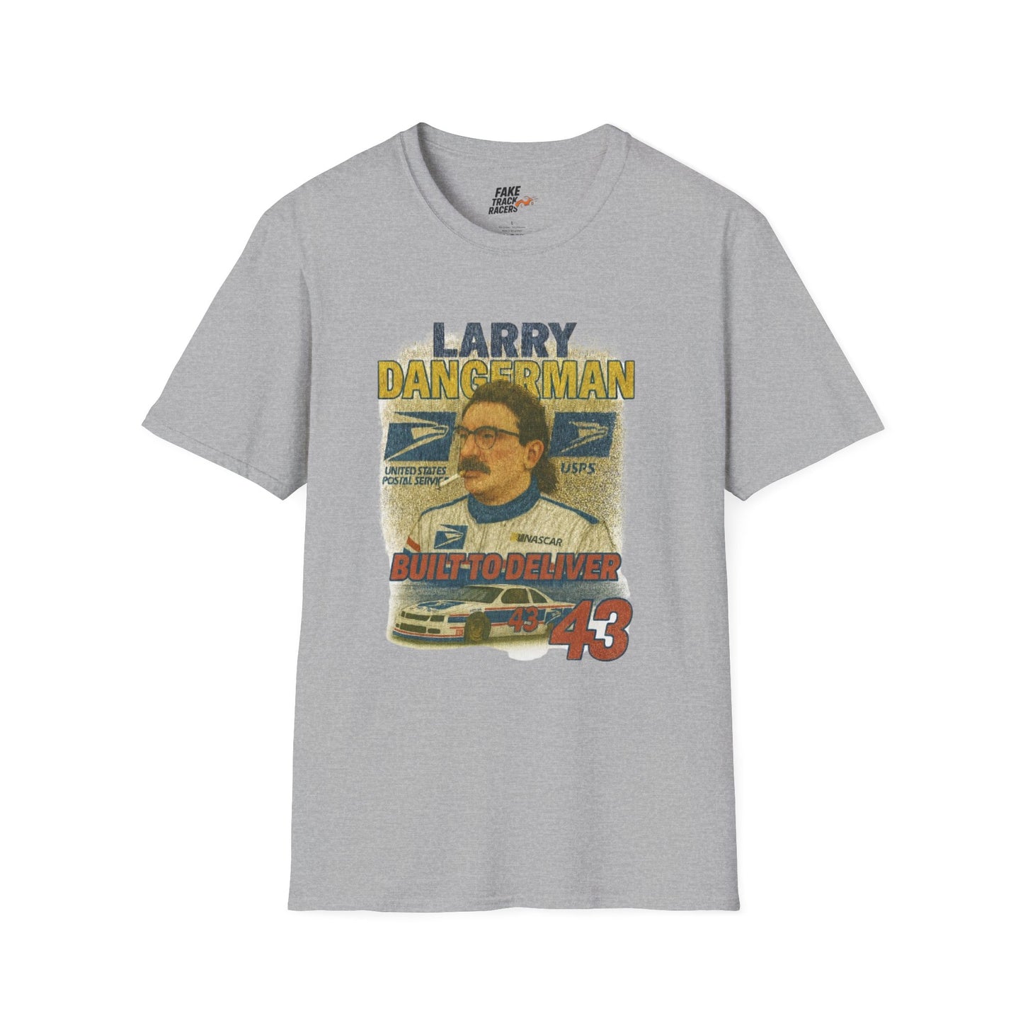 Vintage Style 90s Racing Tee Shirt LARRY DANGERMAN Deliver Shirt Fake Track Racers