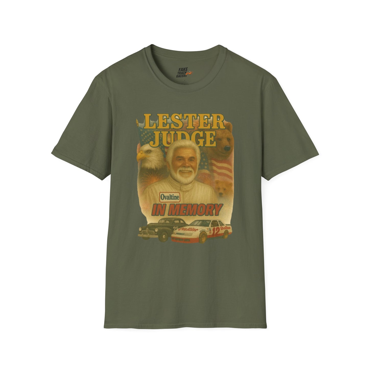 Vintage Style 90s Racing Tee Shirt LESTER JUDGE Memorial Shirt Fake Track Racers