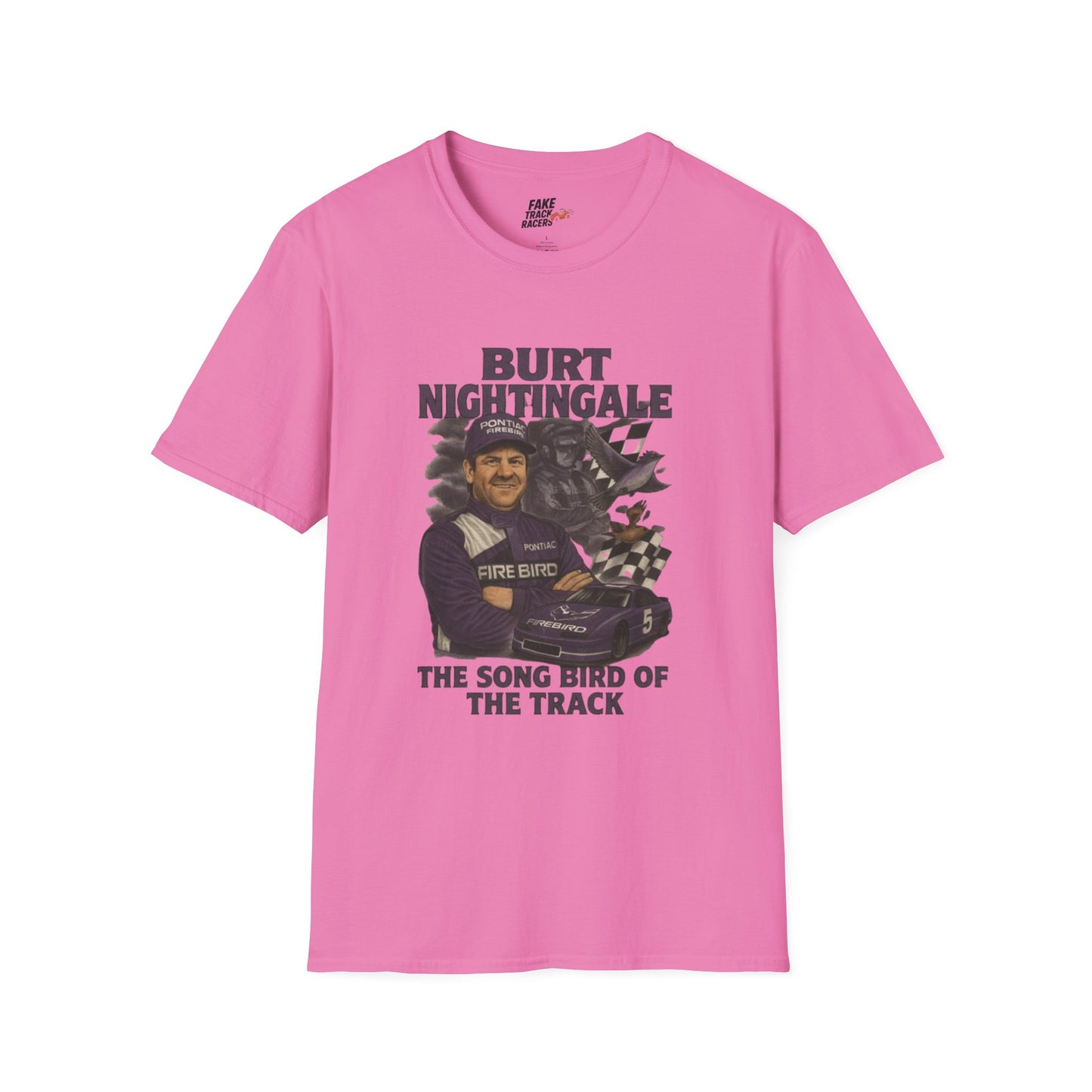 Vintage Style 90s Racing Tee Shirt BURT NIGHTINGALE Song Bird Fake Track Racers