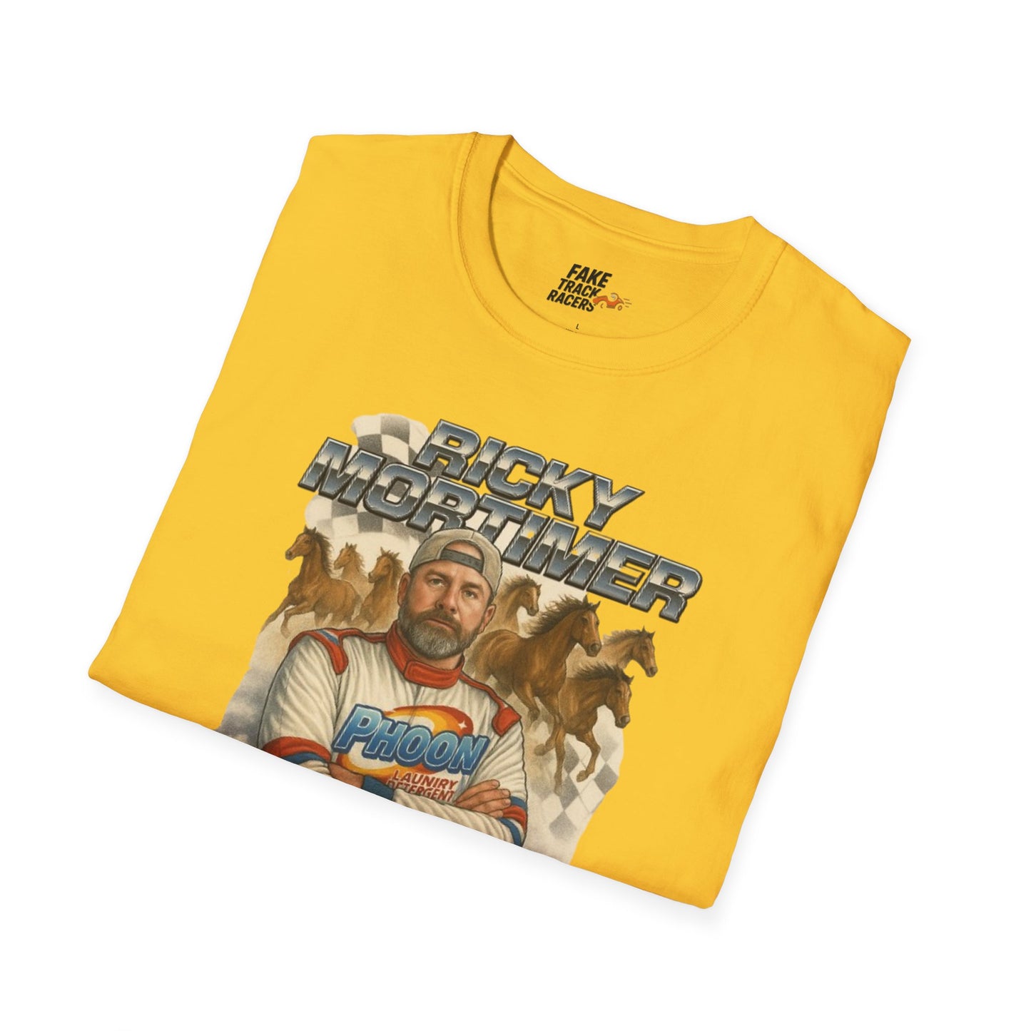 Vintage Style 90s Racing Tee Shirt RICKY MORTIMER PHOON Fake Track Racers
