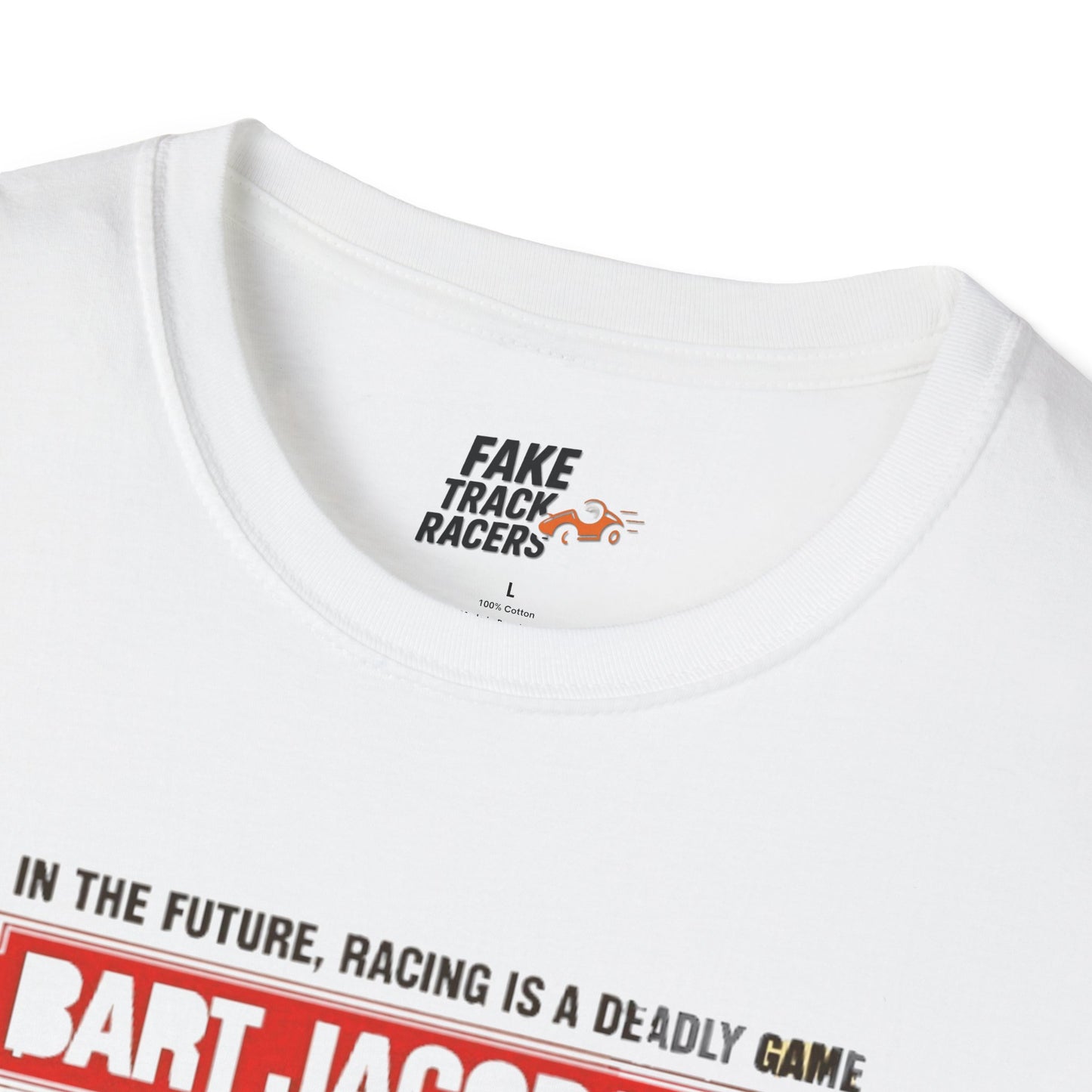 Vintage Style 90s Racing Tee Shirt BART JACOBSON Baddest Fake Track Racers