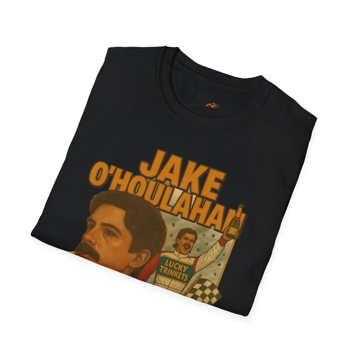 Vintage Style 90s Racing Tee Shirt JAKE OHOULAHAN Lucky Trinkets Fake Track Racers