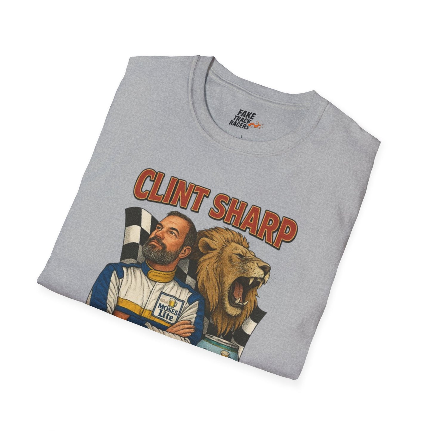 Vintage Style 90s Racing Tee Shirt CLINT SHARP MOSES LITE Fake Track Racers