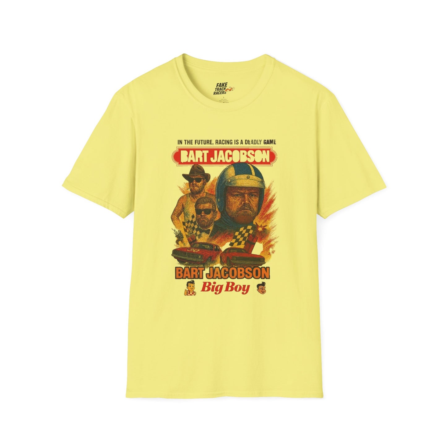 Vintage Style 90s Racing Tee Shirt BART JACOBSON Baddest Fake Track Racers