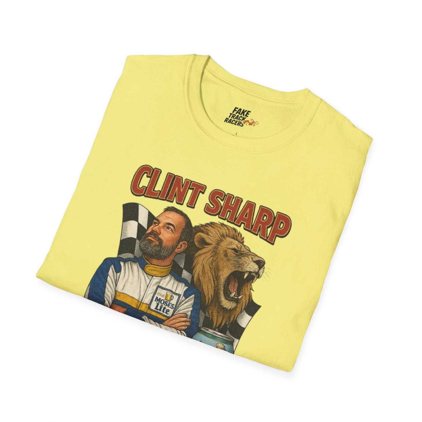 Vintage Style 90s Racing Tee Shirt CLINT SHARP MOSES LITE Fake Track Racers