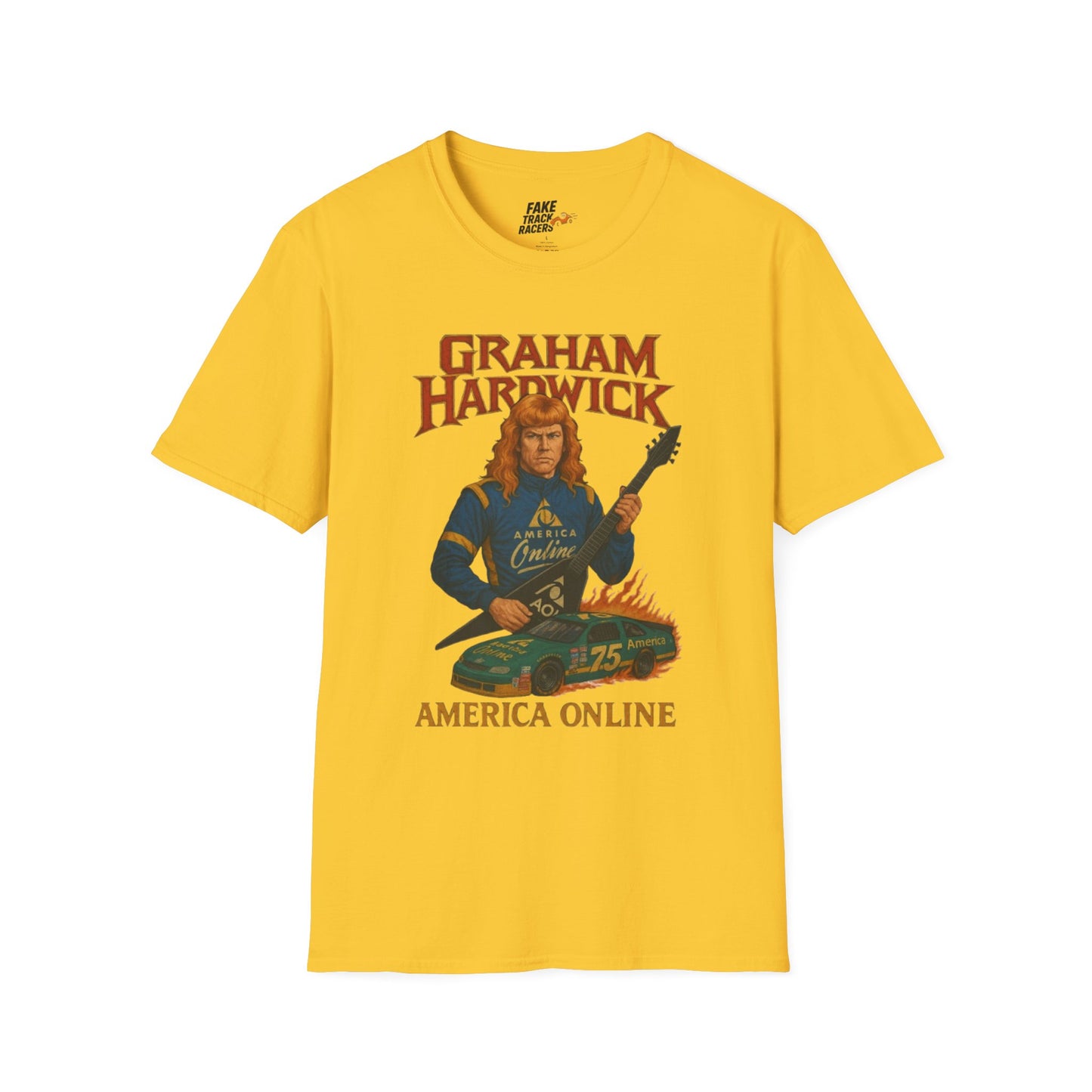 Vintage Style 90s Racing Tee Shirt GRAHAM HARDWICK AOL Fake Track Racers