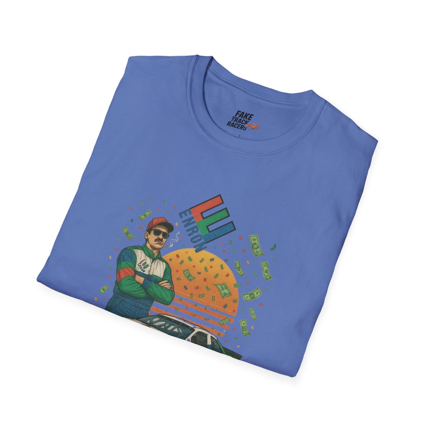 Vintage Style 90s Racing Tee Shirt BUCK BLANKENSHIP Enron Fake Track Racers