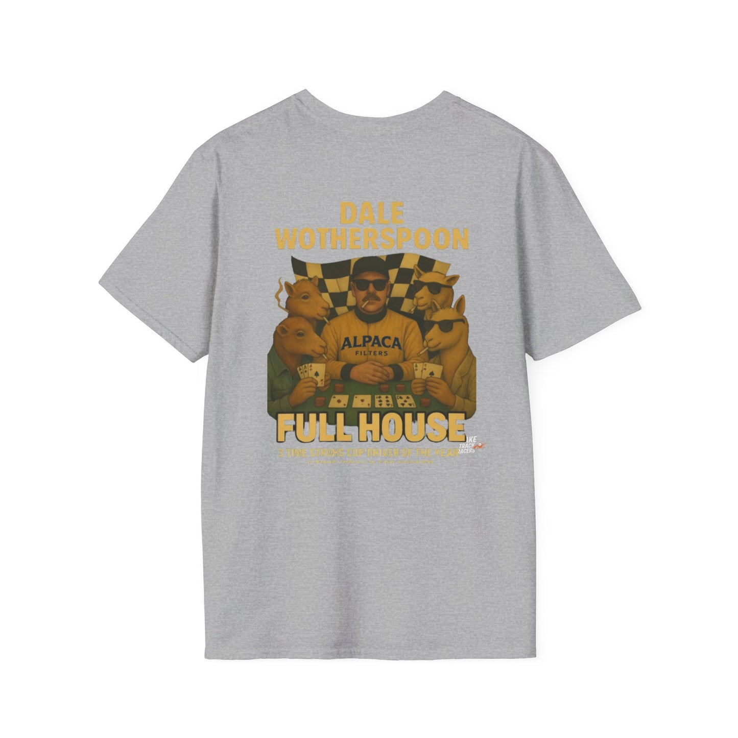 Vintage Style 90s Racing Tee Shirt DALE WOTHERSPOON Alpaca Fake Track Racers