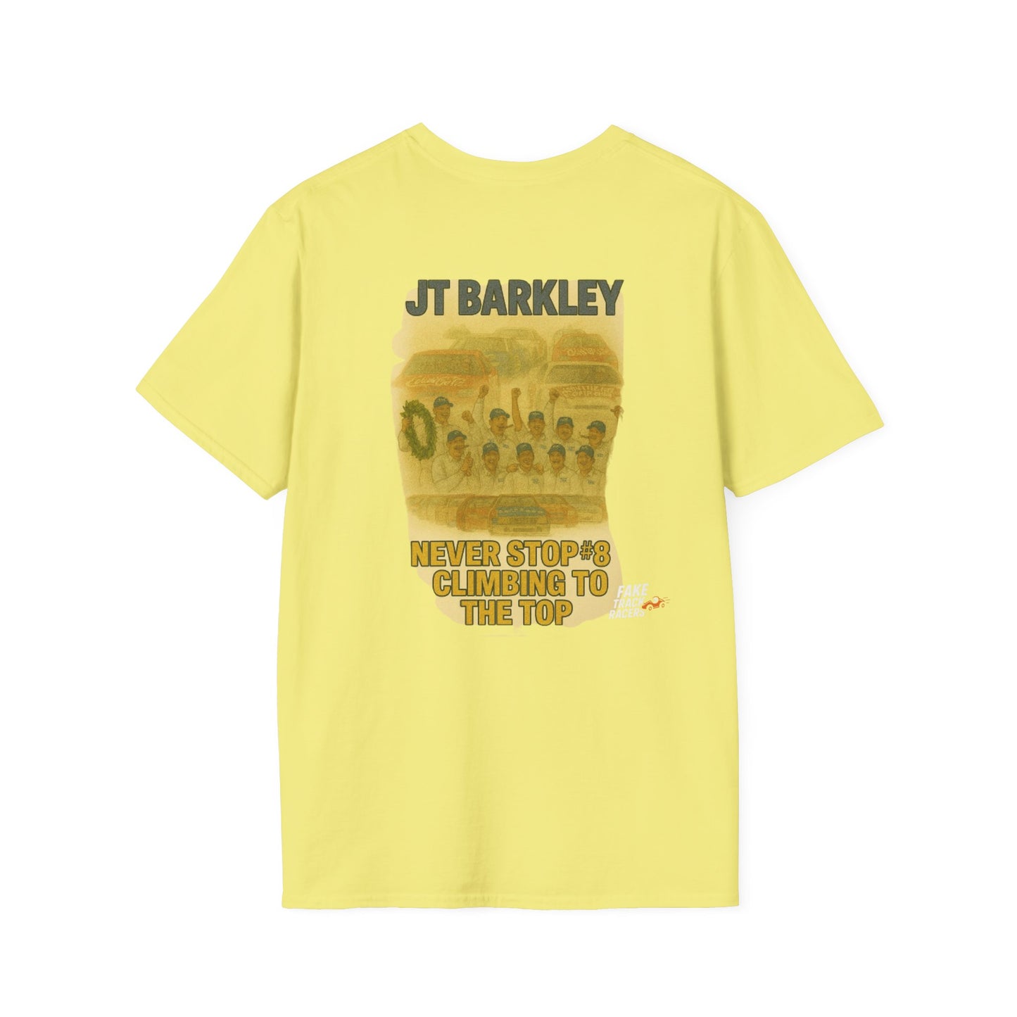 Vintage Style 90s Racing Tee Shirt JT BARKLEY Champion Shirt Fake Track Racers
