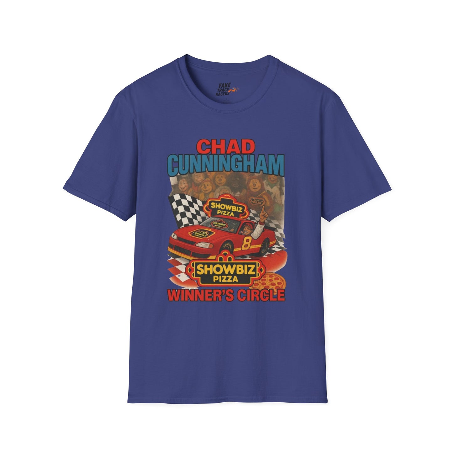 Vintage Style 90s Racing Tee Shirt CHAD CUNNINGHAM Showbiz Fake Track Racers