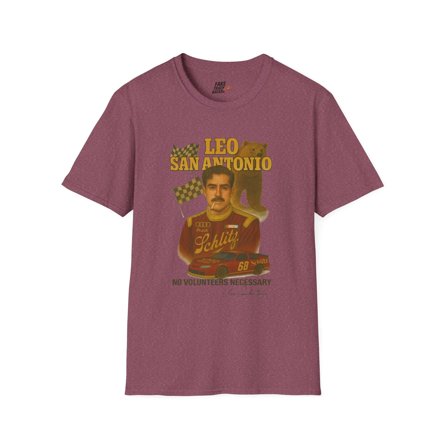 Vintage Style 90s Racing Tee Shirt LEO SAN ANTONIO Grizzly Shirt Fake Track Racers